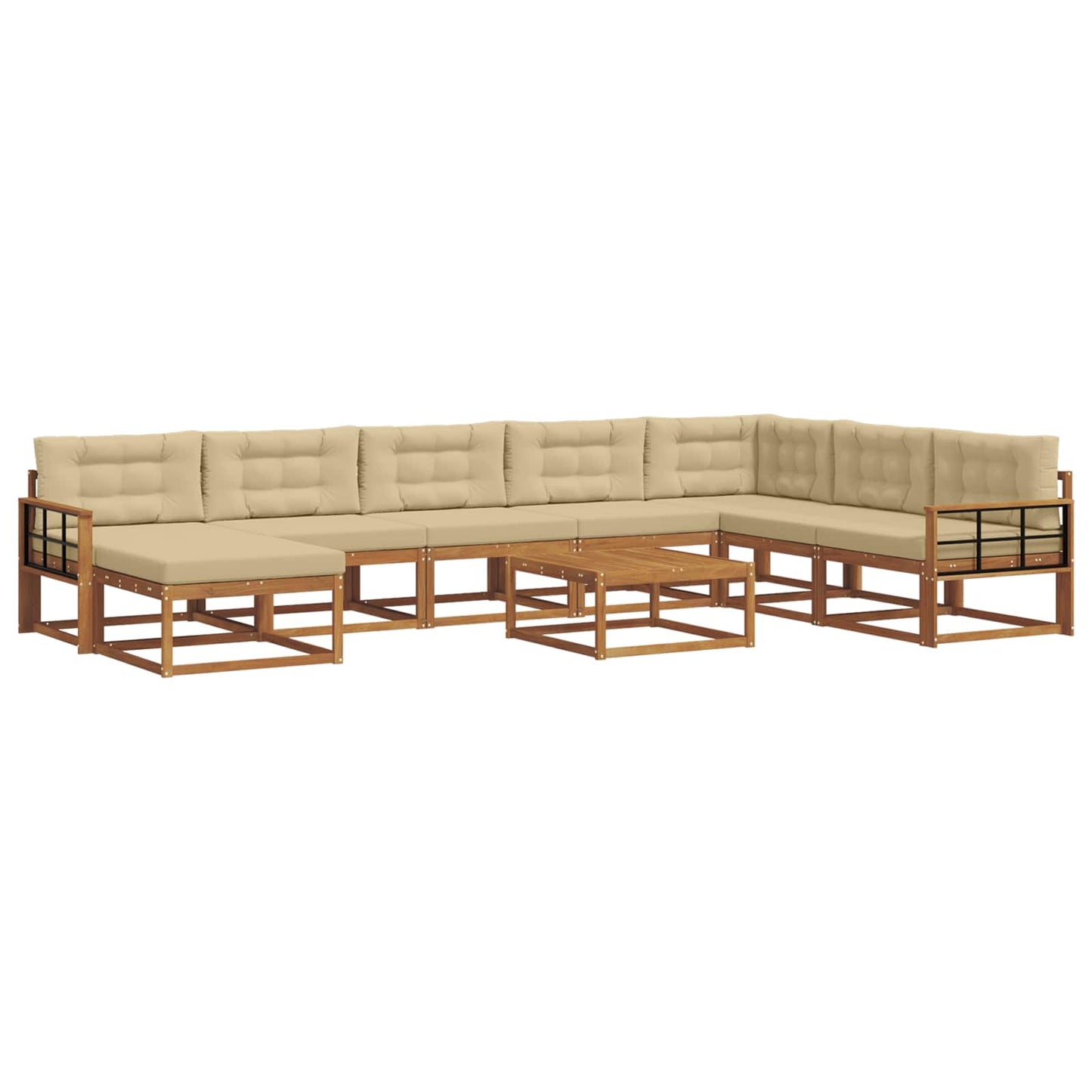 Outdoor-Sofagarnitur mit Kissen 9 pcs Natur und Beige