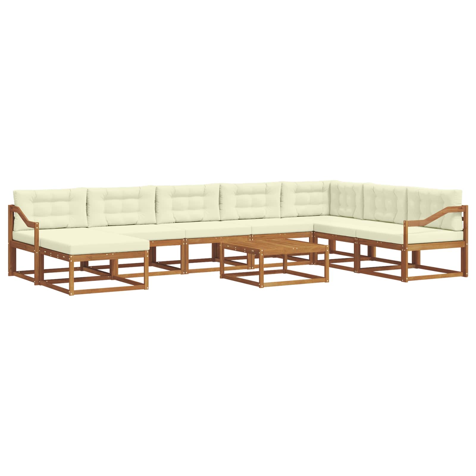 Outdoor-Sofagarnitur mit Kissen 9 pcs Natur und Creme