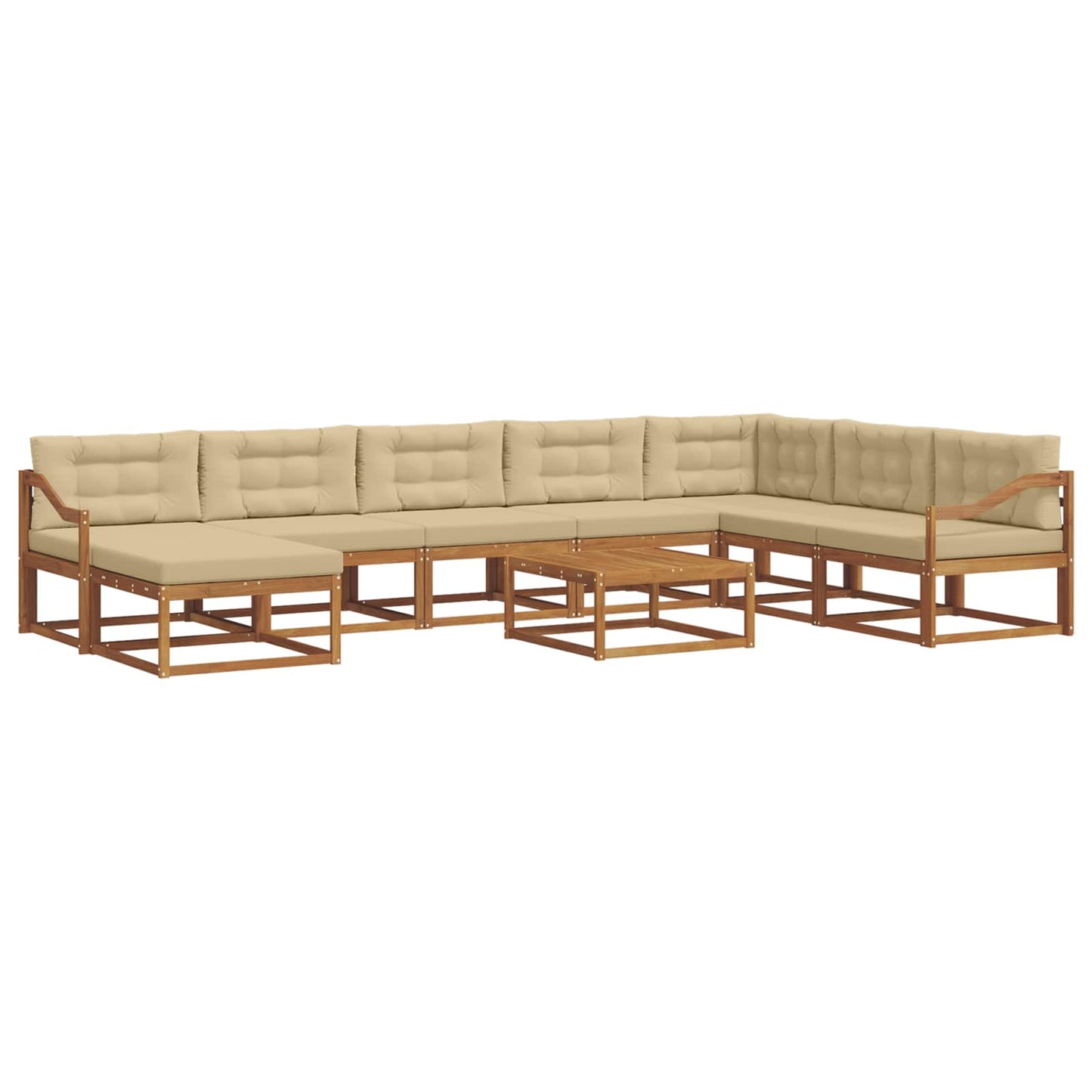 Outdoor-Sofagarnitur mit Kissen 9 pcs Natur und Beige