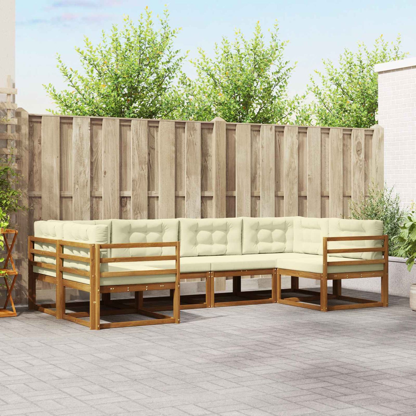 Outdoor-Sofagarnitur 6 stk. Natur und Creme