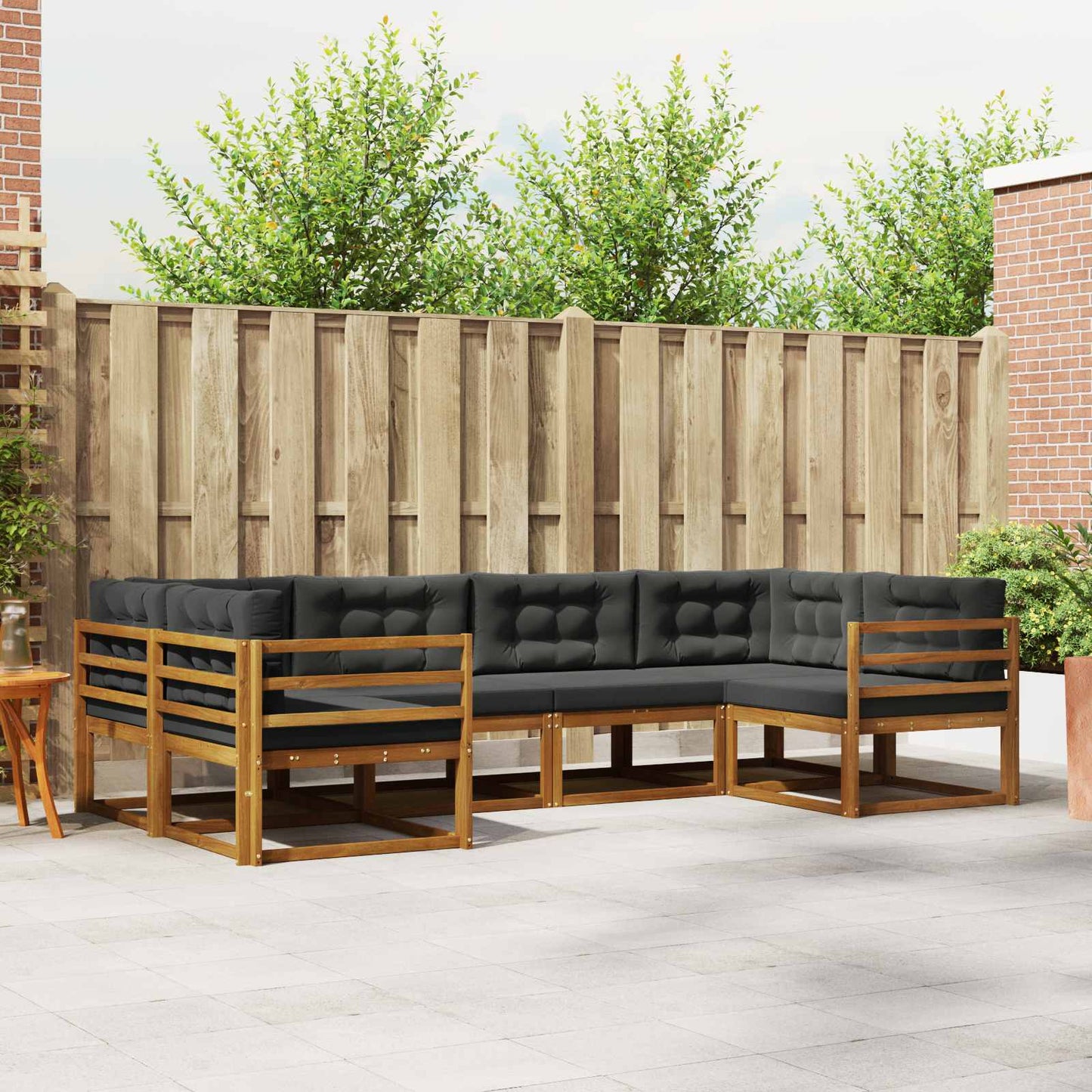 Outdoor-Sofagarnitur 6 stk. Natur und Anthrazit
