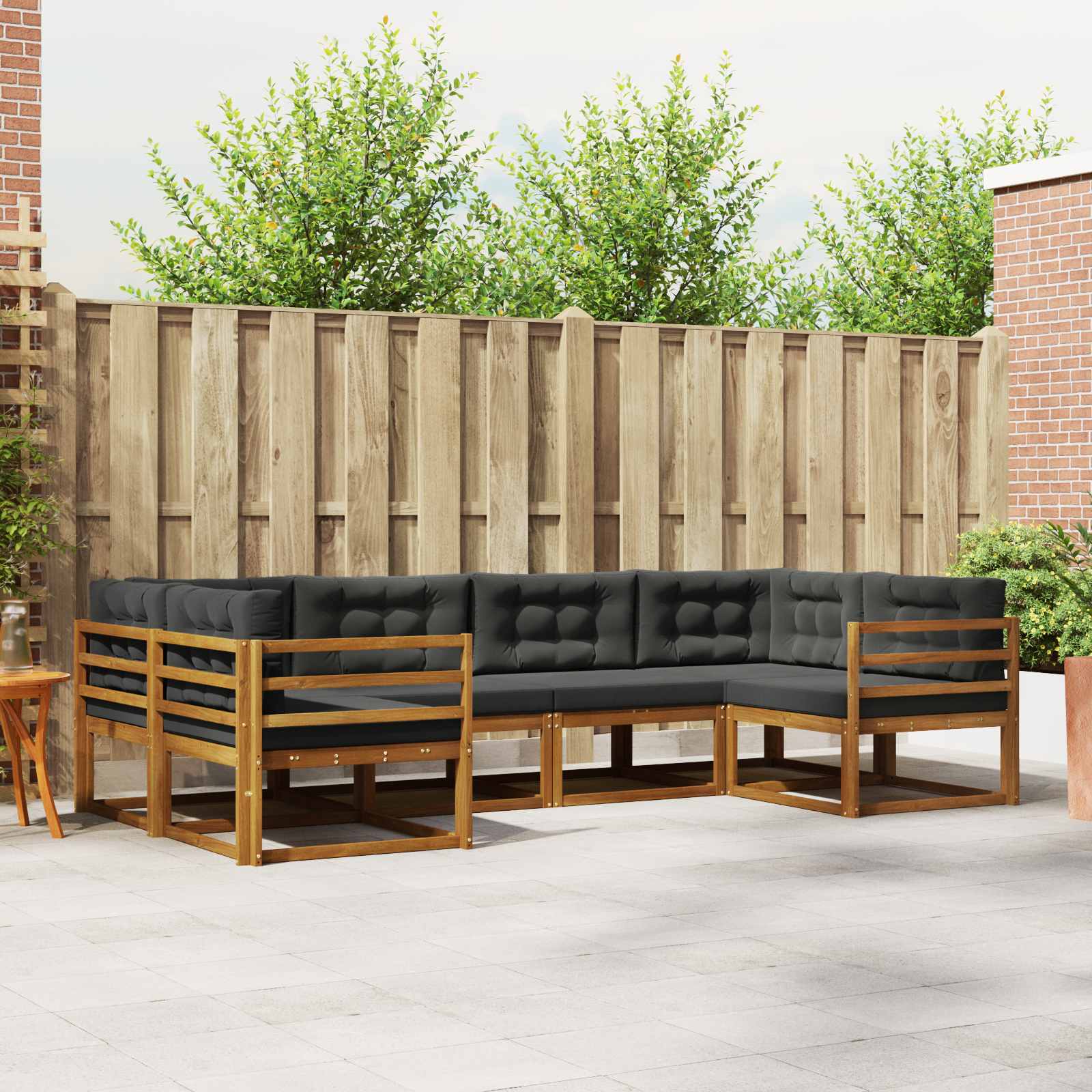 Outdoor-Sofagarnitur 6 stk. Natur und Anthrazit