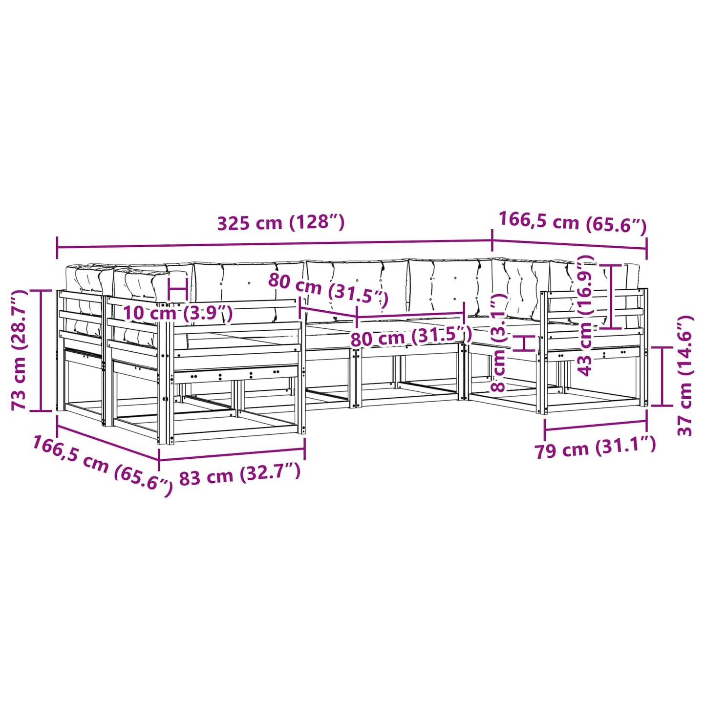 Outdoor-Sofagarnitur 6 stk. Natur und Anthrazit