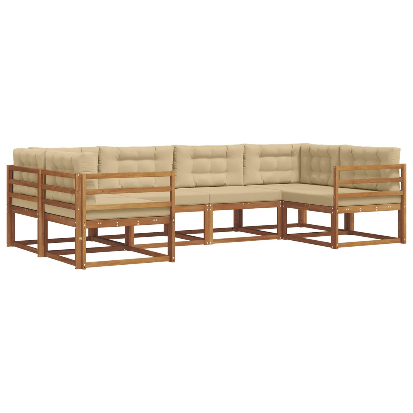 Outdoor-Sofagarnitur mit Kissen 6 pcs Natur und Beige