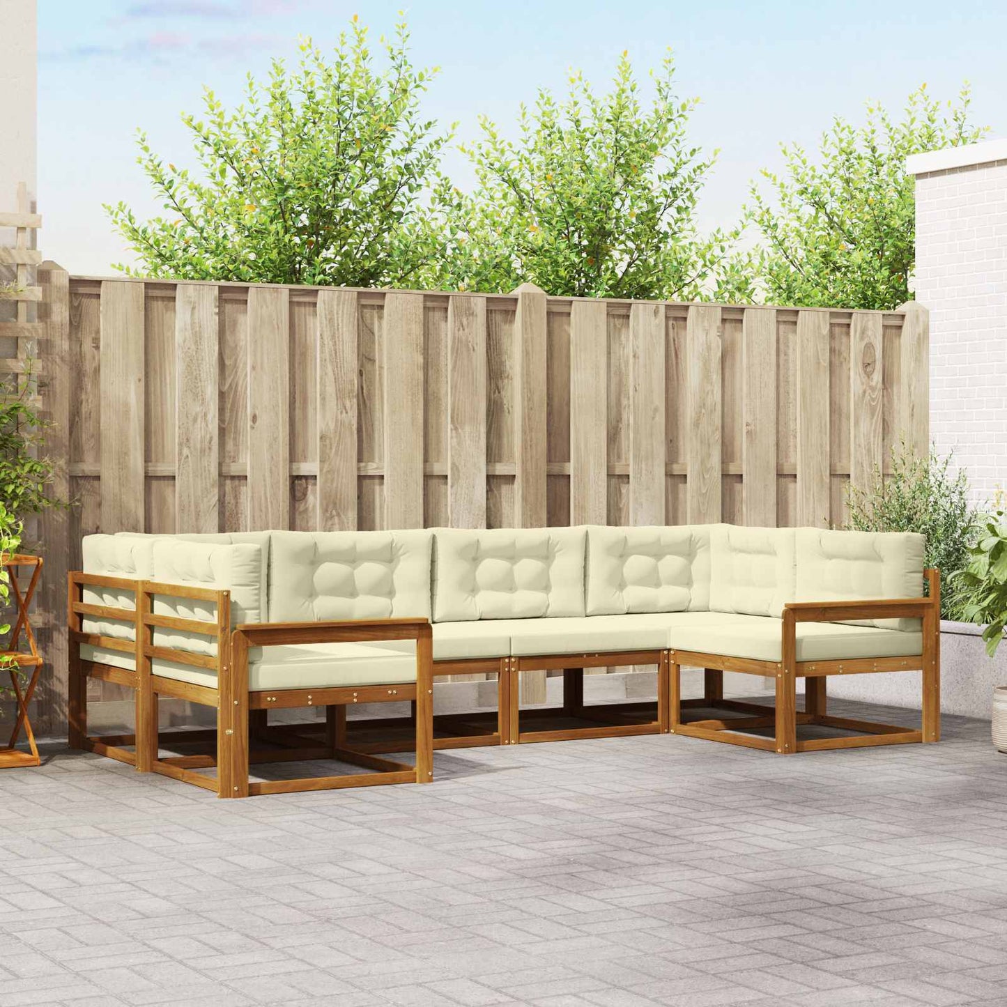 Outdoor-Sofagarnitur 6 stk. Natur und Creme