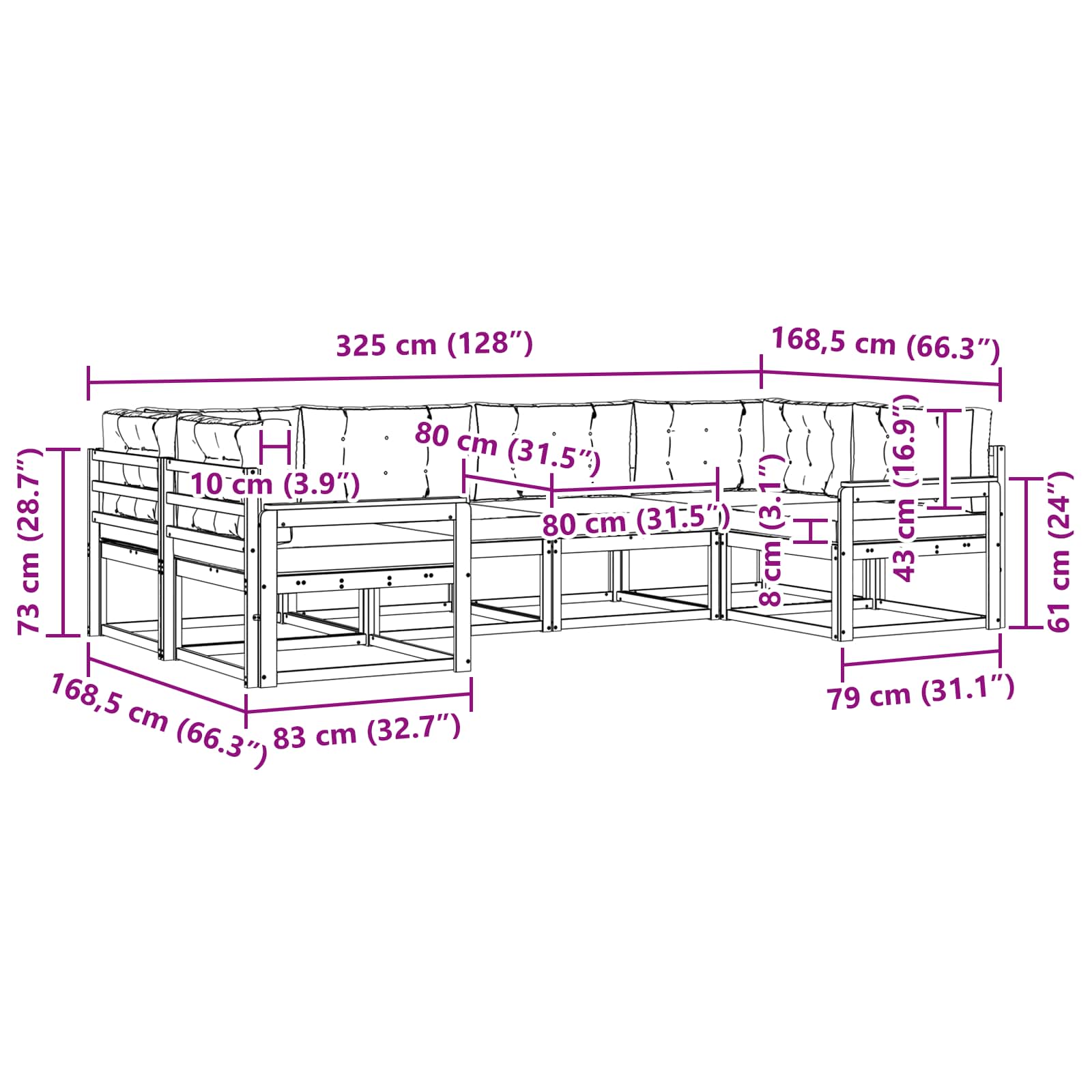 Outdoor-Sofagarnitur 6 stk. Natur und Anthrazit