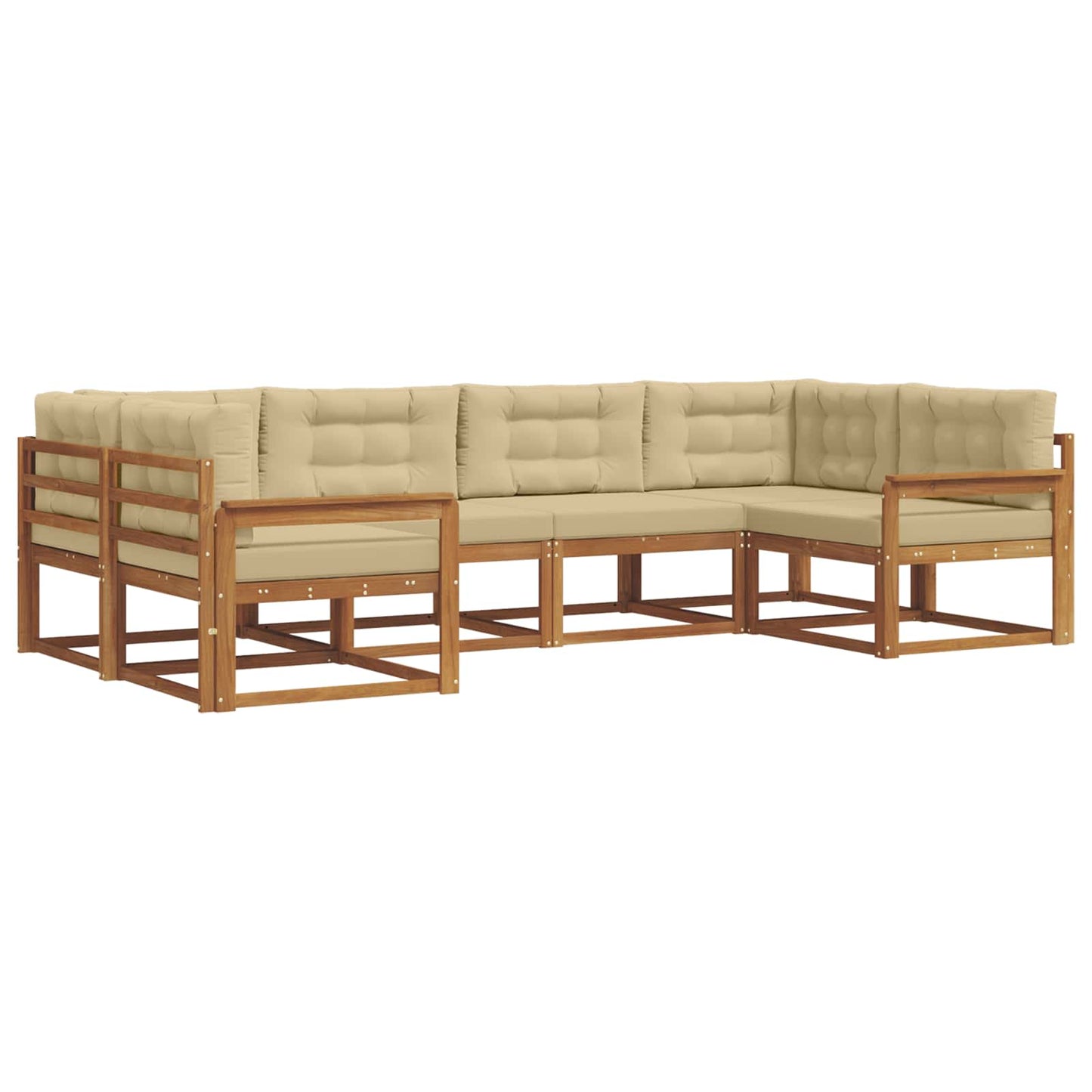 Outdoor-Sofagarnitur mit Kissen 6 pcs Natur und Beige