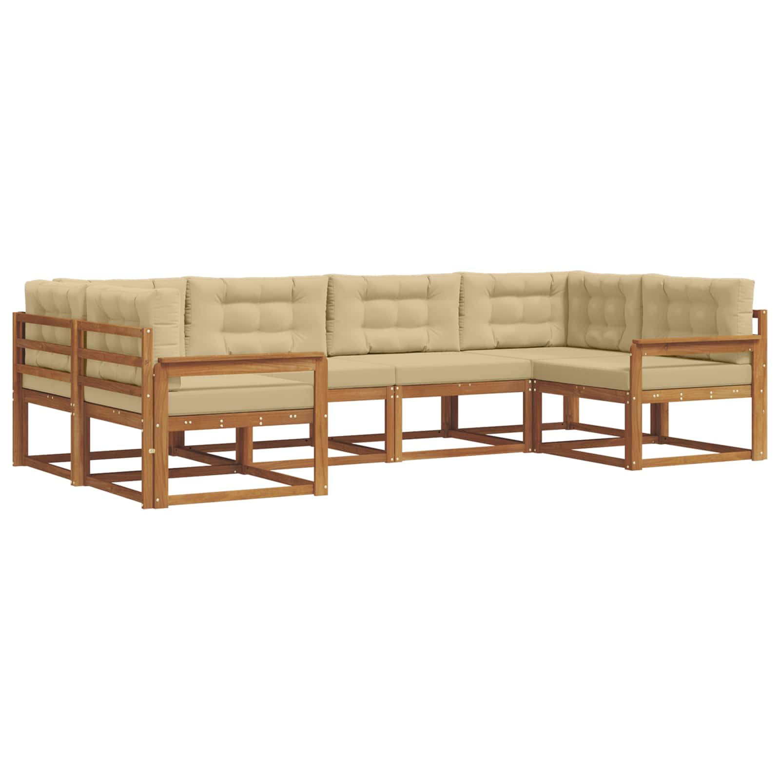 Outdoor-Sofagarnitur mit Kissen 6 pcs Natur und Beige