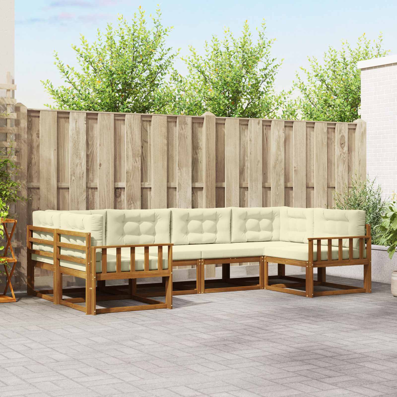 Outdoor-Sofagarnitur 6 stk. Natur und Creme