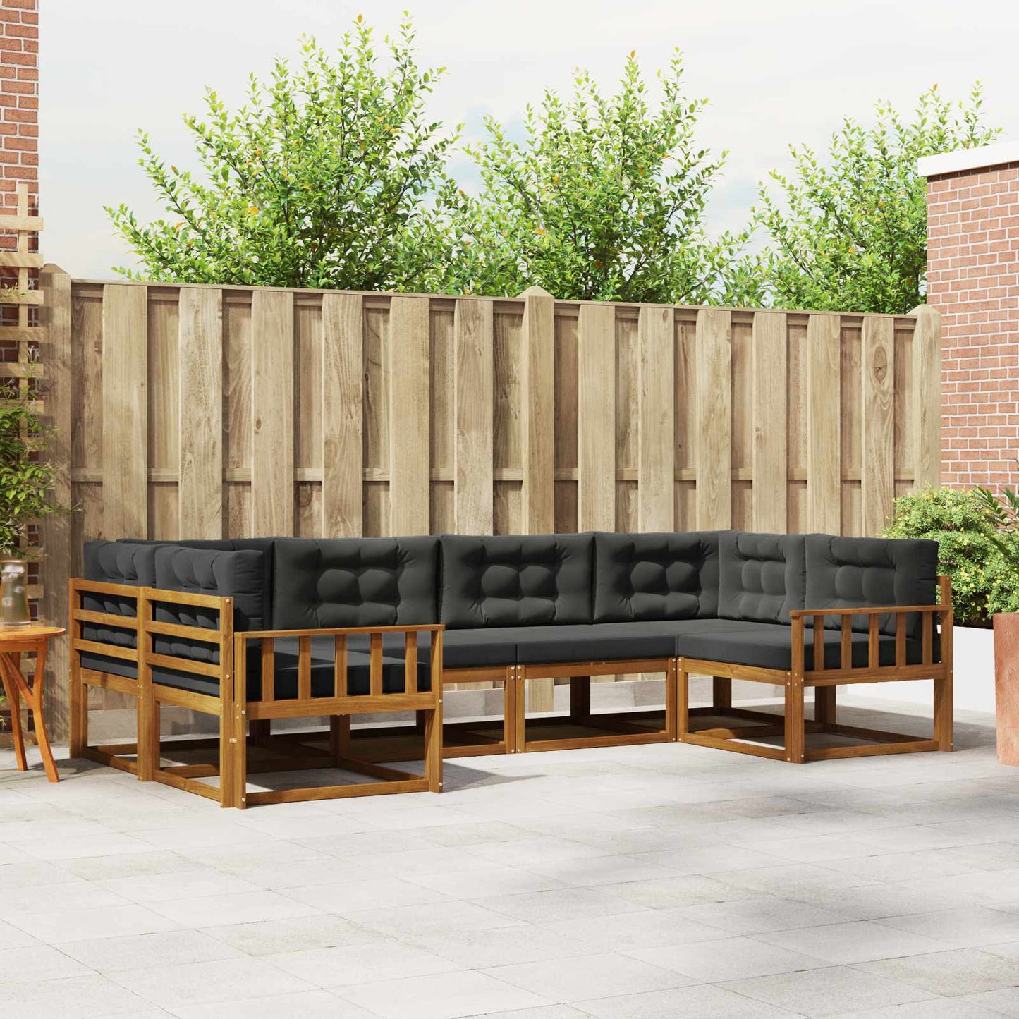 Outdoor-Sofagarnitur 6 stk. Natur und Anthrazit