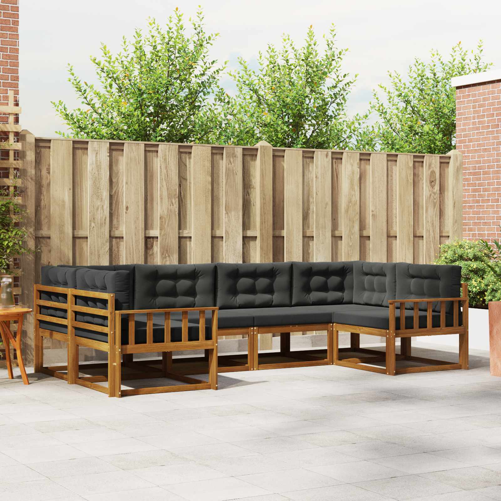 Outdoor-Sofagarnitur 6 stk. Natur und Anthrazit