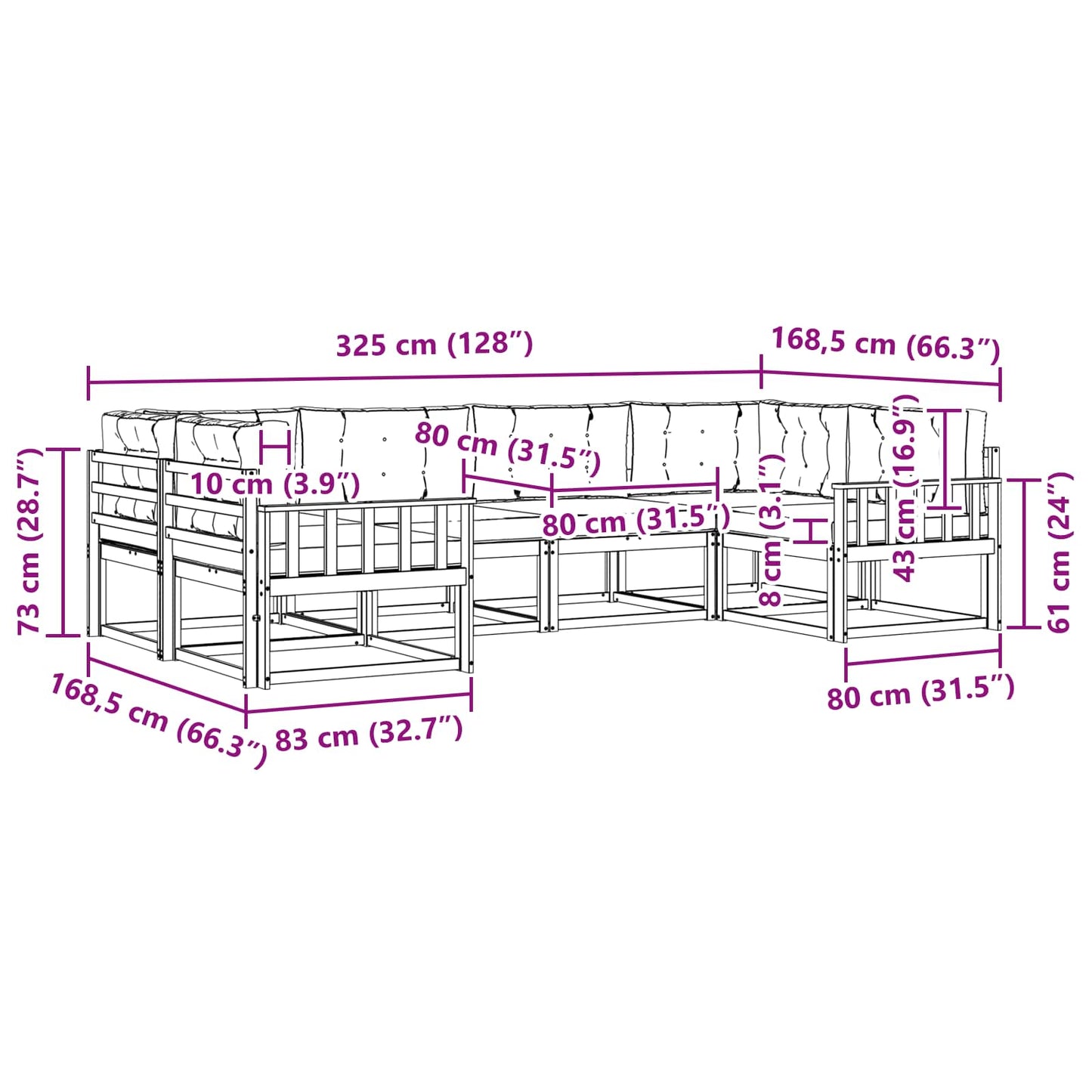 Outdoor-Sofagarnitur 6 stk. Natur und Anthrazit