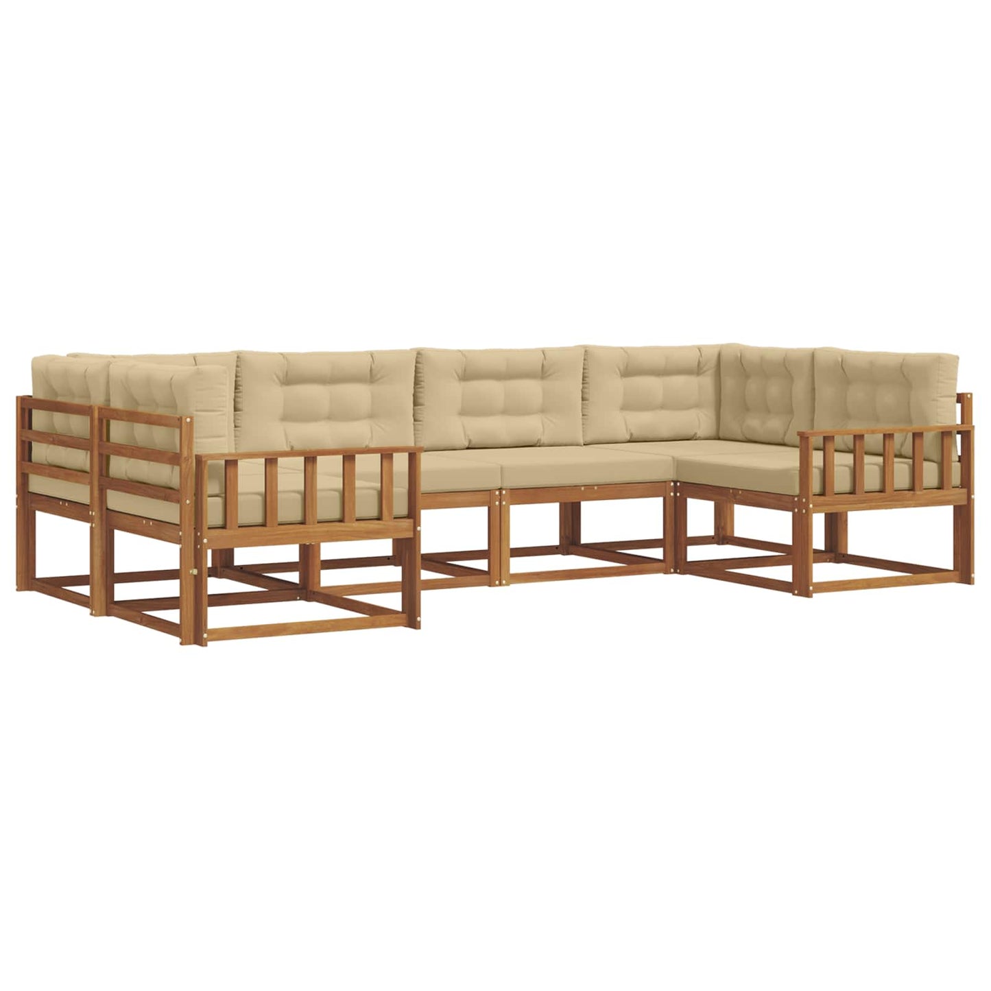 Outdoor-Sofagarnitur mit Kissen 6 pcs Natur und Beige
