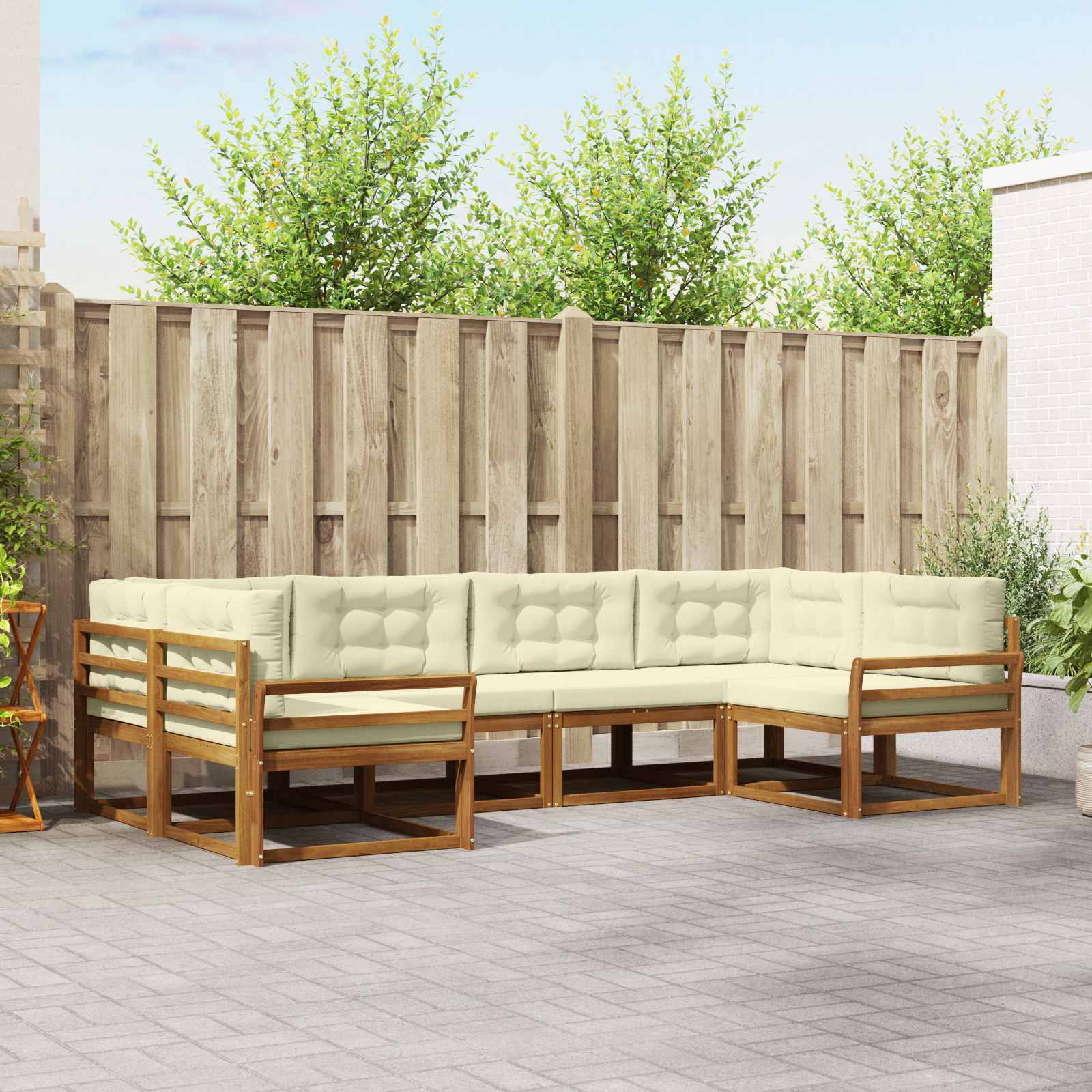 Outdoor-Sofagarnitur 6 stk. Natur und Creme