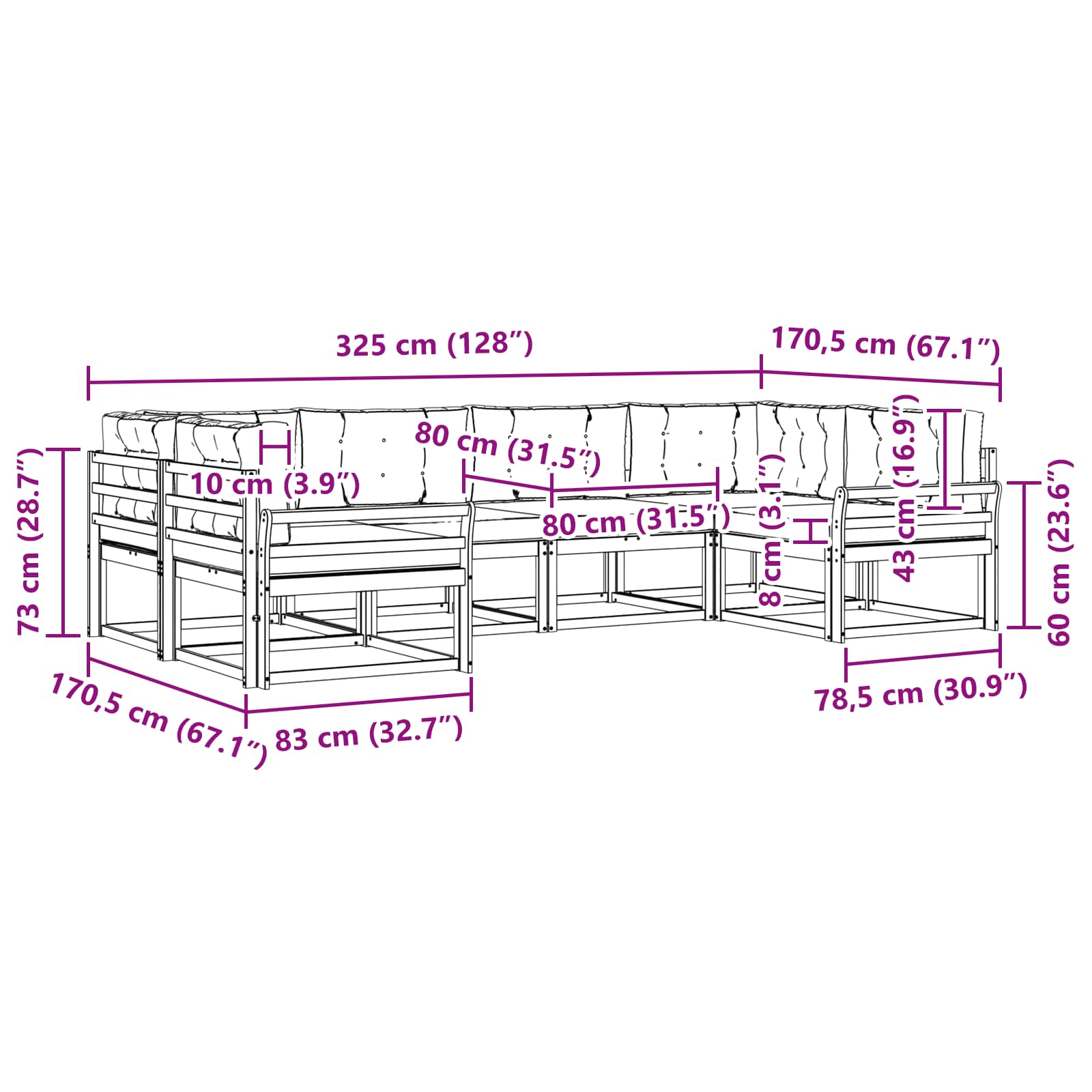 Outdoor-Sofagarnitur 6 stk. Natur und Creme