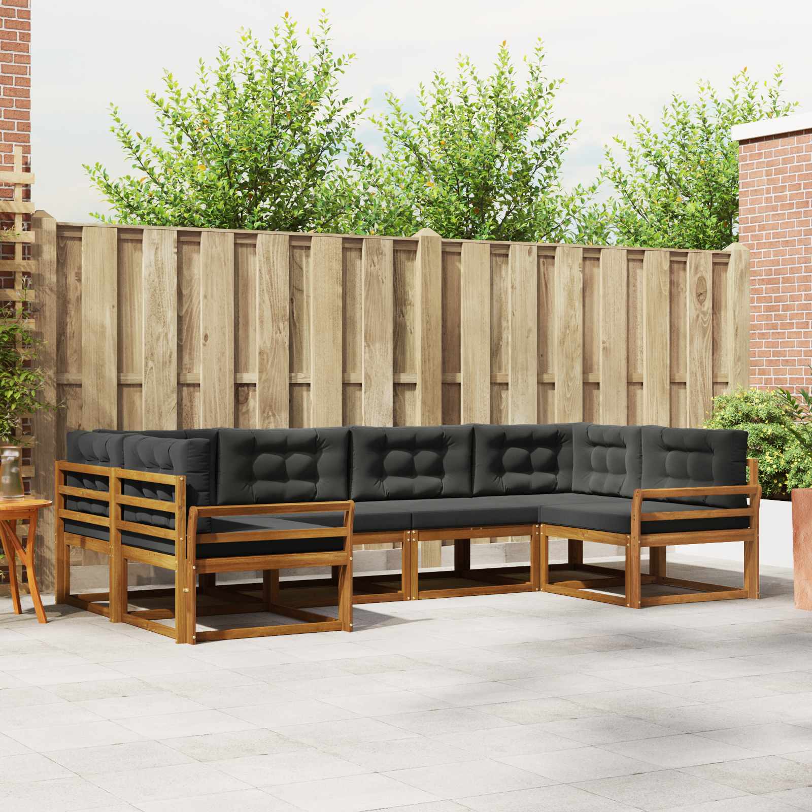 Outdoor-Sofagarnitur 6 stk. Natur und Anthrazit