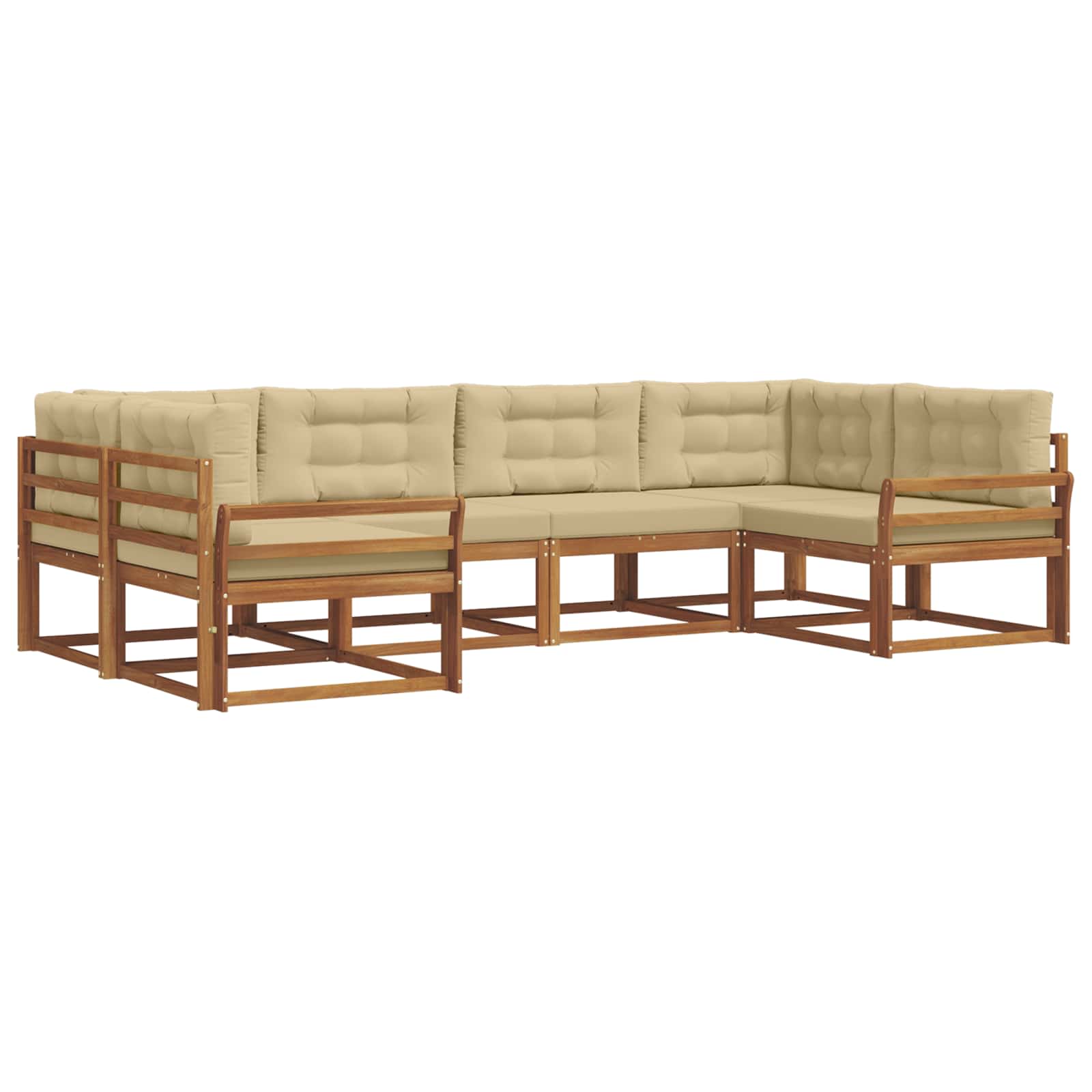 Outdoor-Sofagarnitur mit Kissen 6 pcs Natur und Beige
