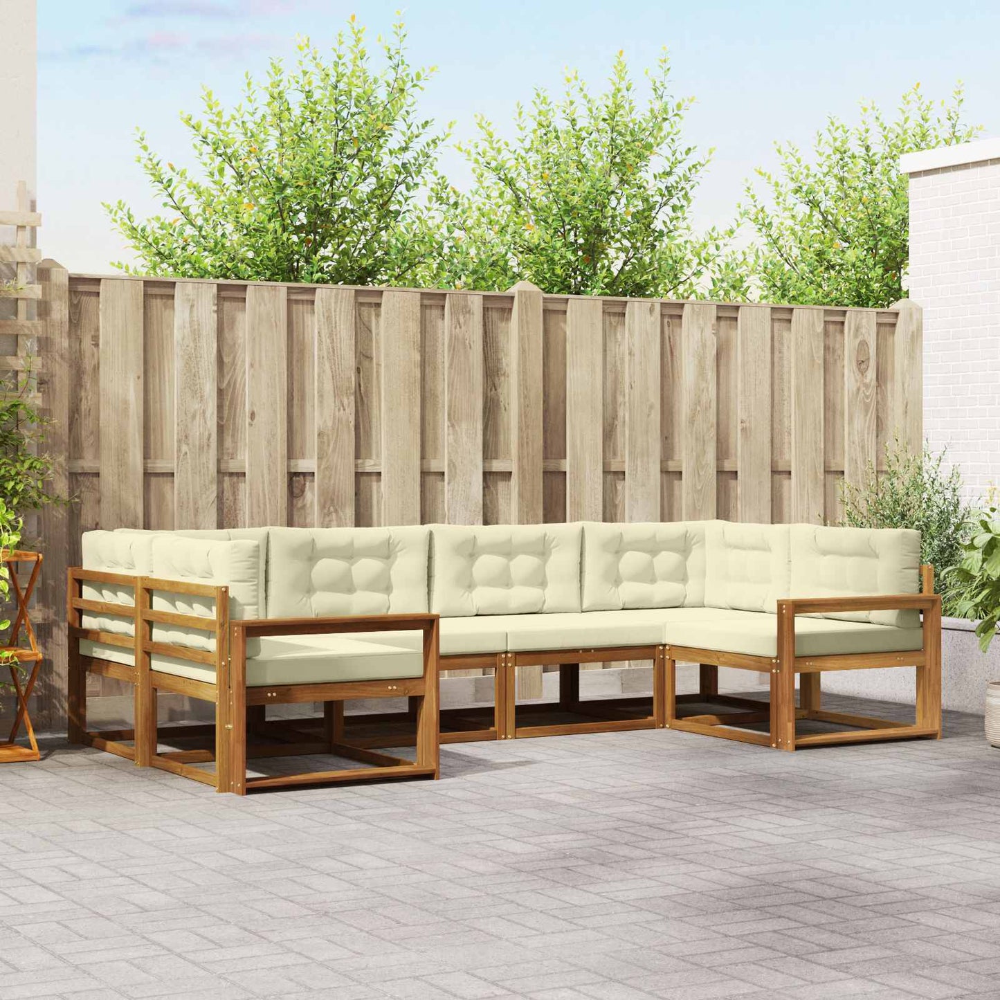 Outdoor-Sofagarnitur 6 stk. Natur und Creme