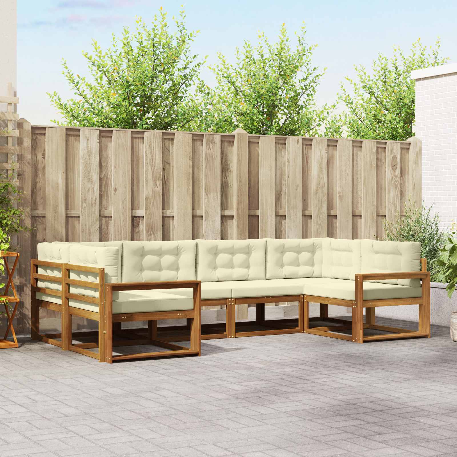 Outdoor-Sofagarnitur 6 stk. Natur und Creme
