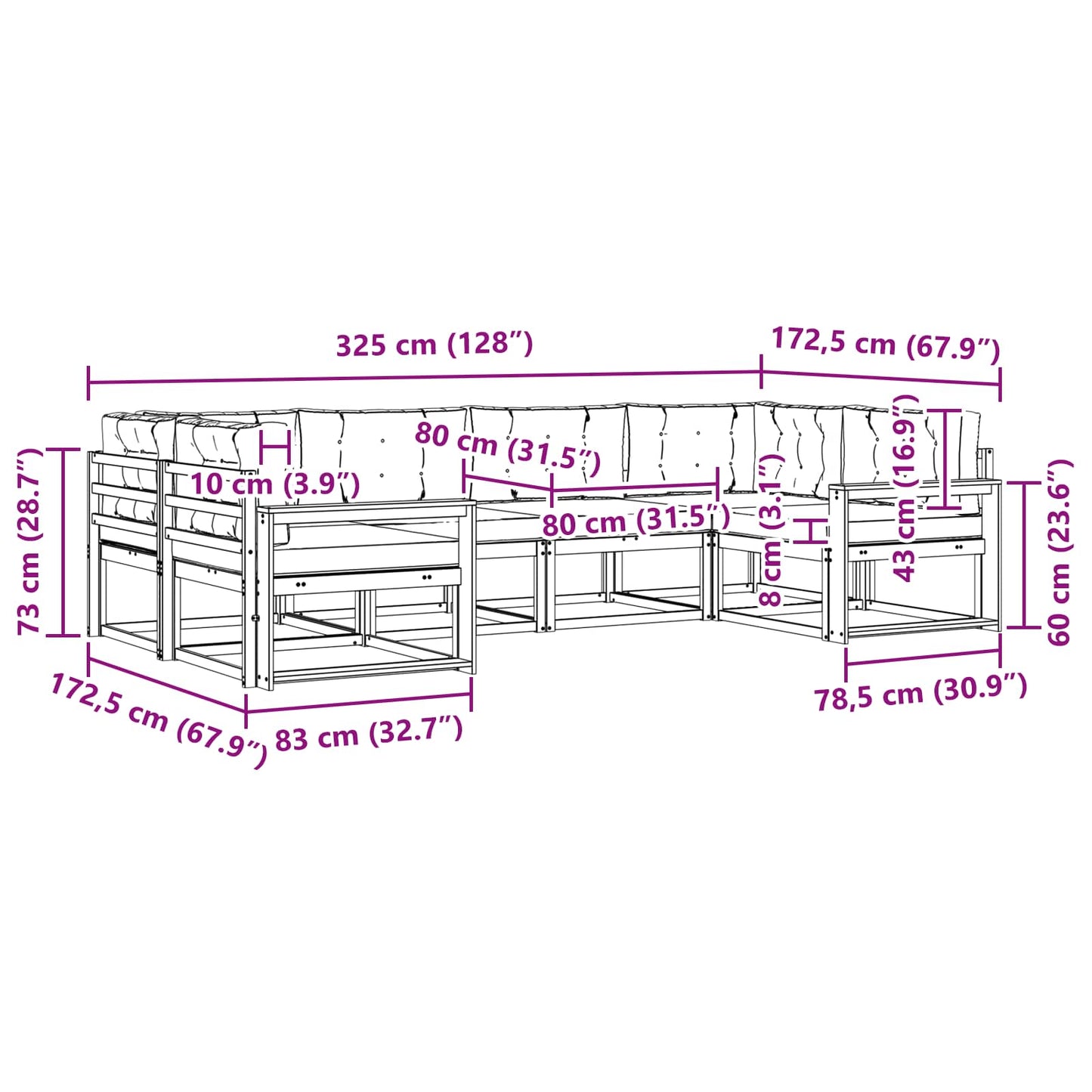 Outdoor-Sofagarnitur 6 stk. Natur und Creme