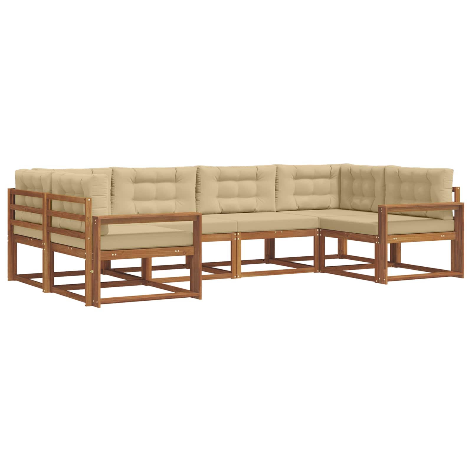 Outdoor-Sofagarnitur mit Kissen 6 pcs Natur und Beige