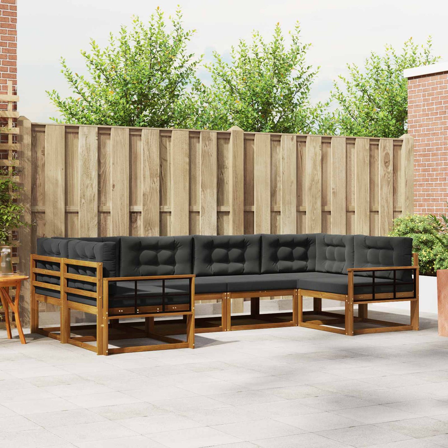 Outdoor-Sofagarnitur 6 stk. Natur und Anthrazit
