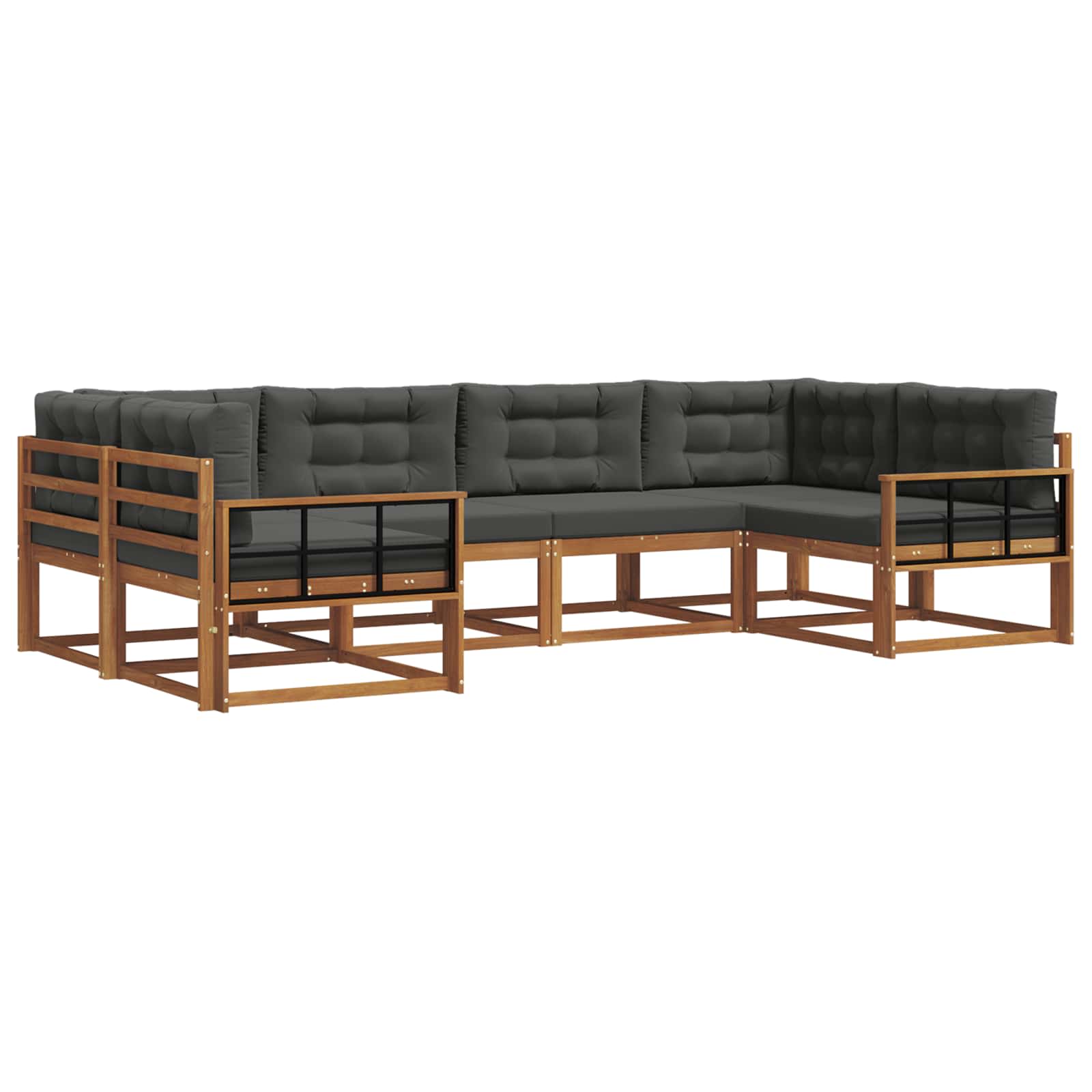 Outdoor-Sofagarnitur 6 stk. Natur und Anthrazit