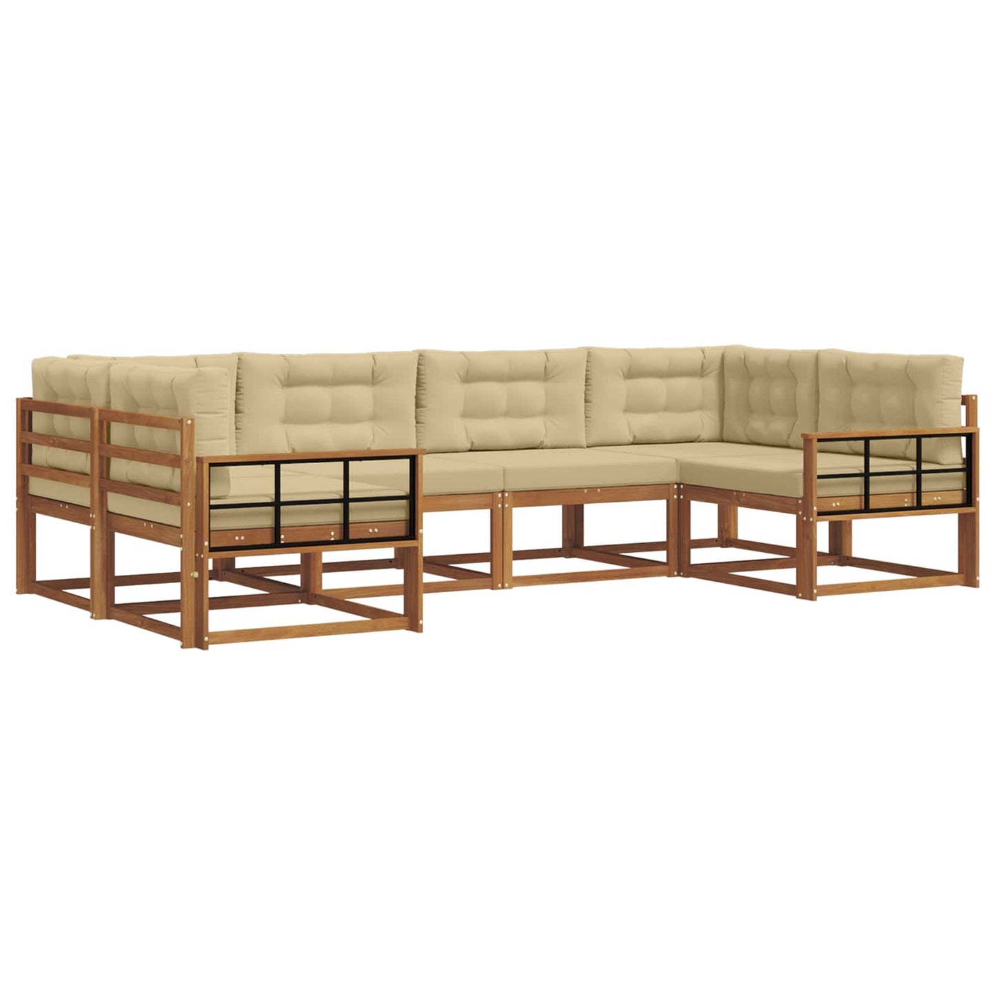 Outdoor-Sofagarnitur mit Kissen 6 pcs Natur und Beige