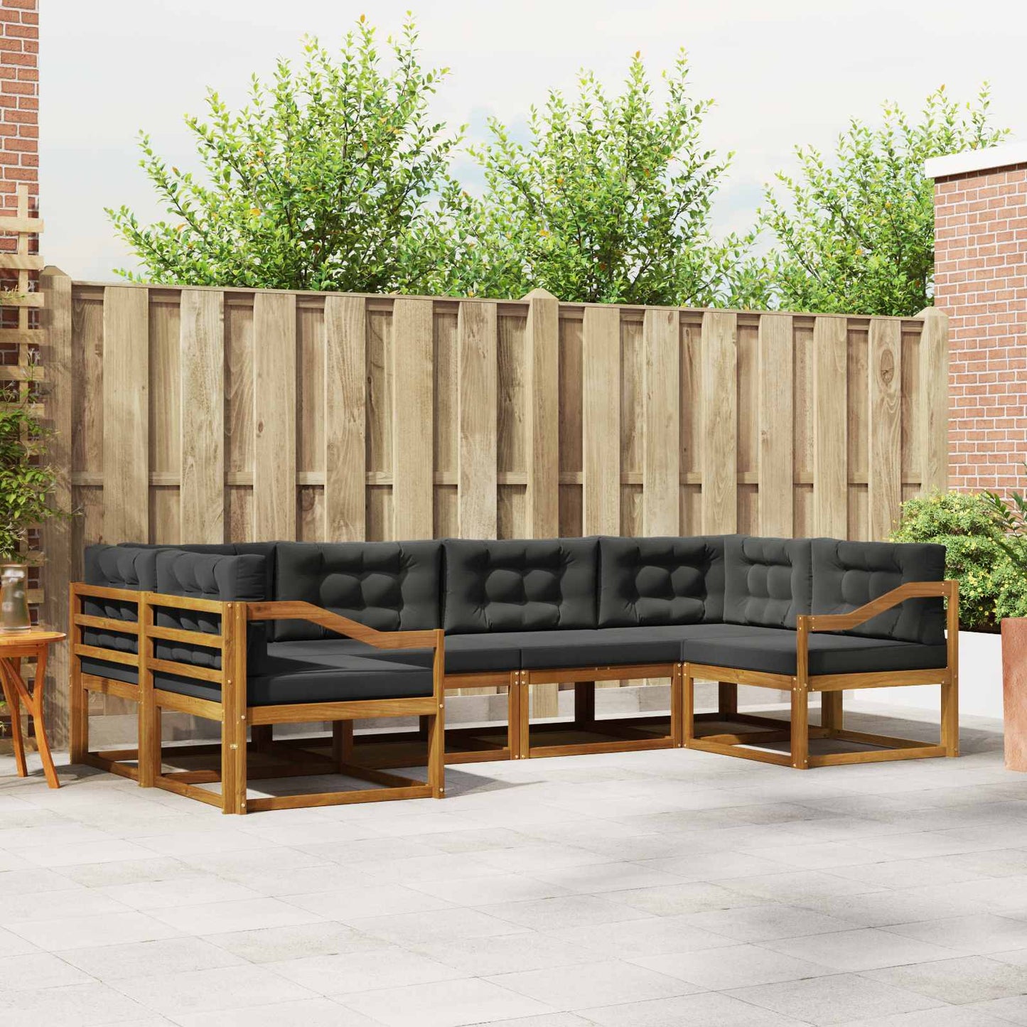Outdoor-Sofagarnitur 6 stk. Natur und Anthrazit