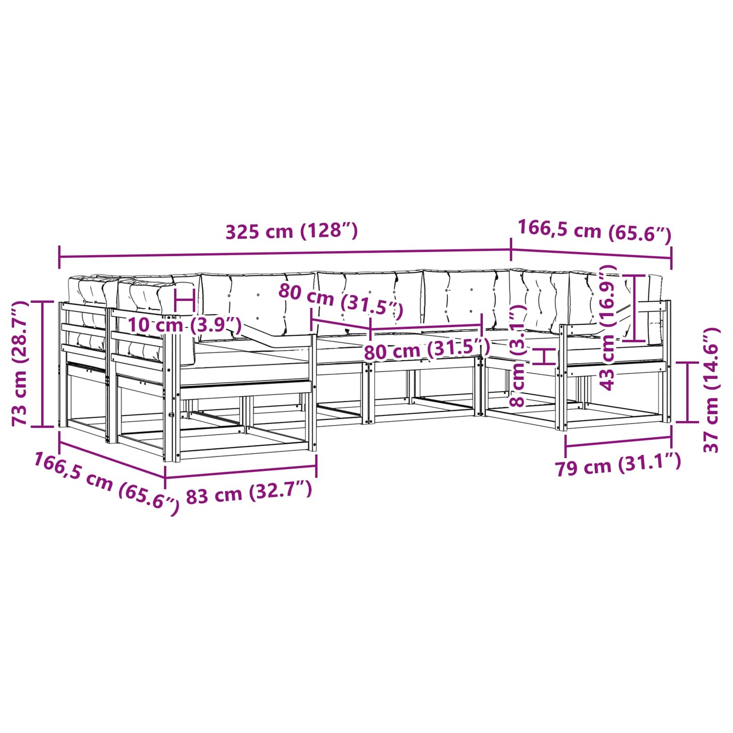 Outdoor-Sofagarnitur 6 stk. Natur und Anthrazit
