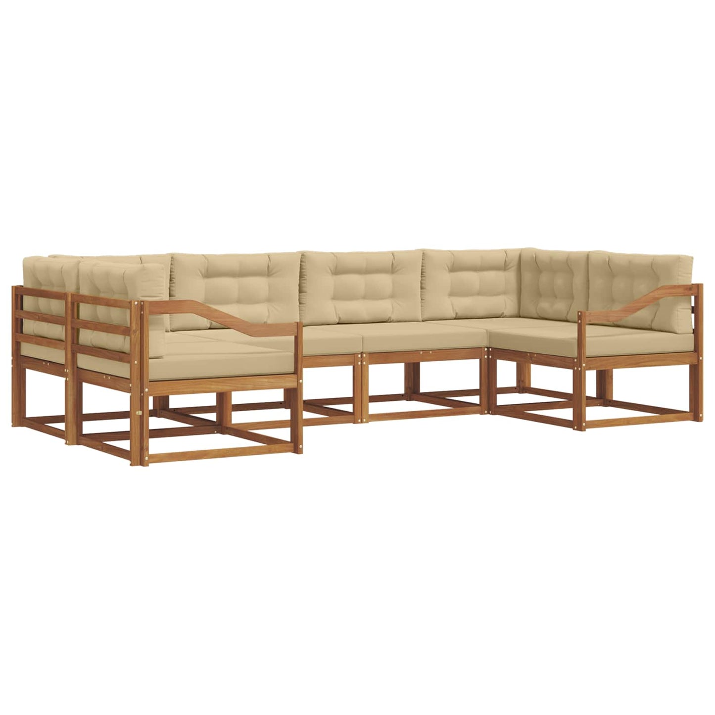Outdoor-Sofagarnitur mit Kissen 6 pcs Natur und Beige