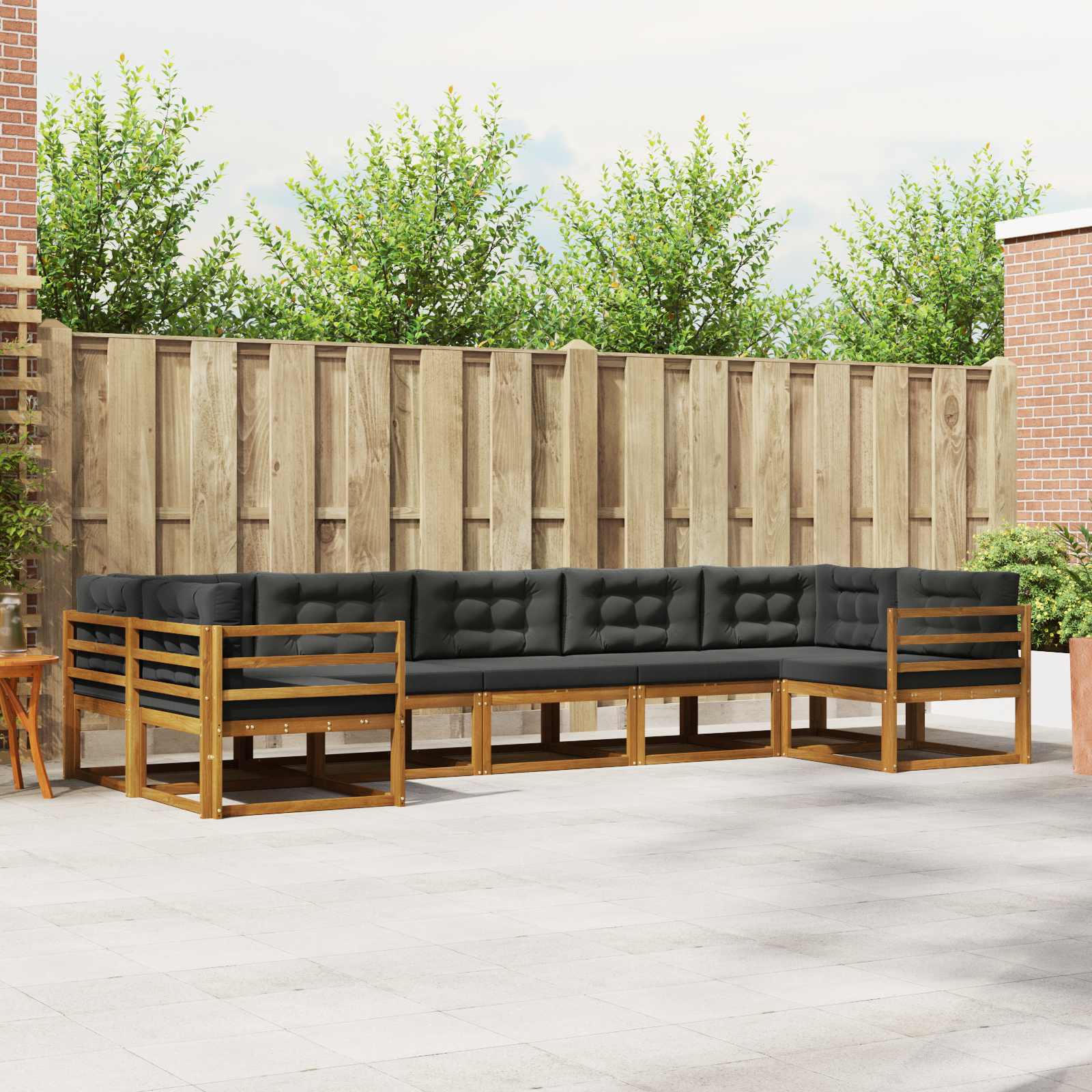 Outdoor-Sofagarnitur 7 stk. Natur und Anthrazit