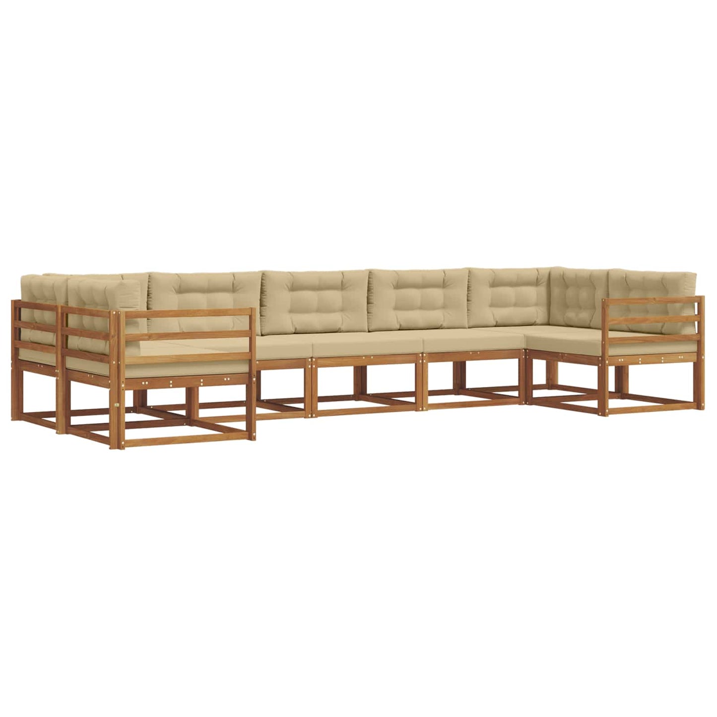 Outdoor-Sofagarnitur mit Kissen 7 pcs Natur und Beige