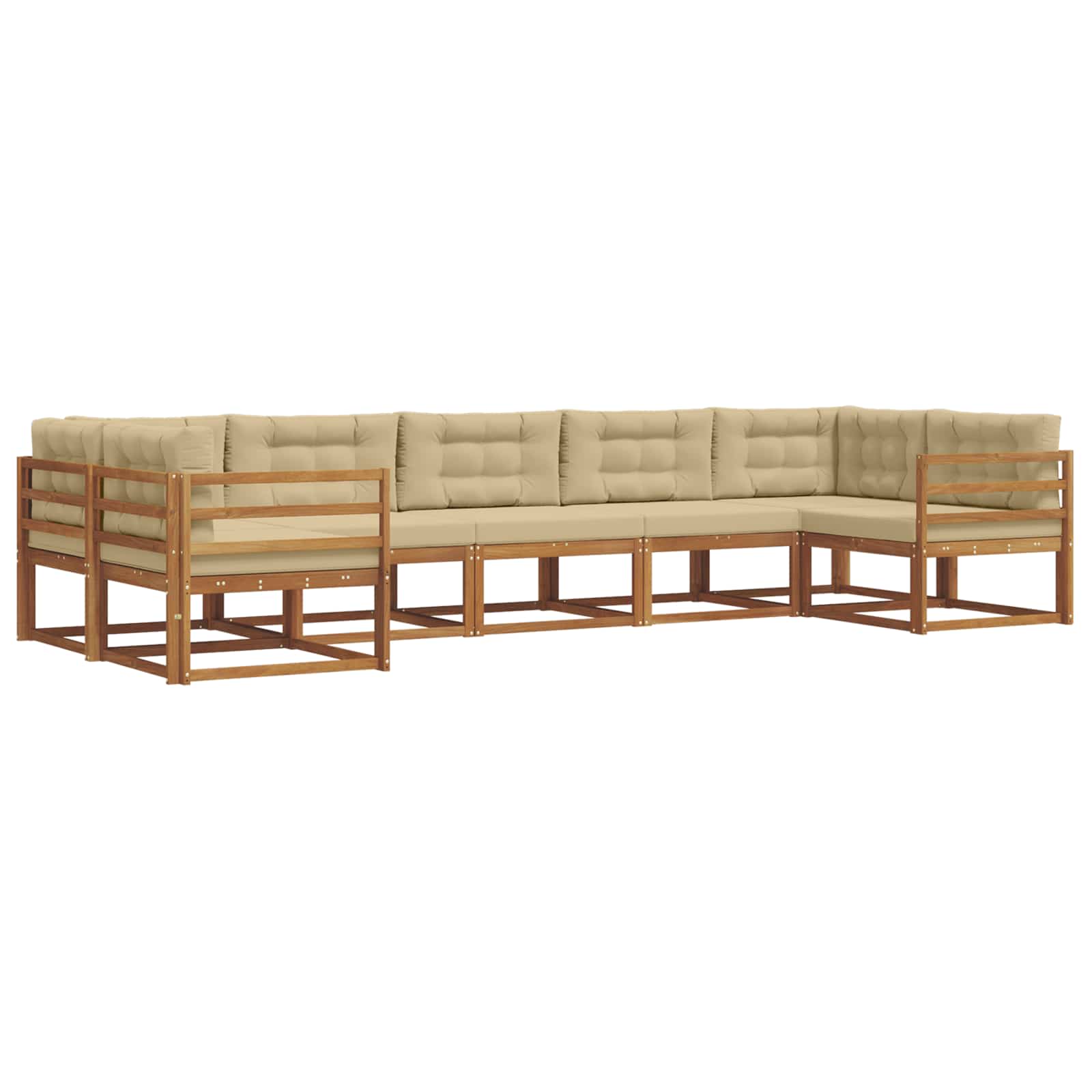 Outdoor-Sofagarnitur mit Kissen 7 pcs Natur und Beige