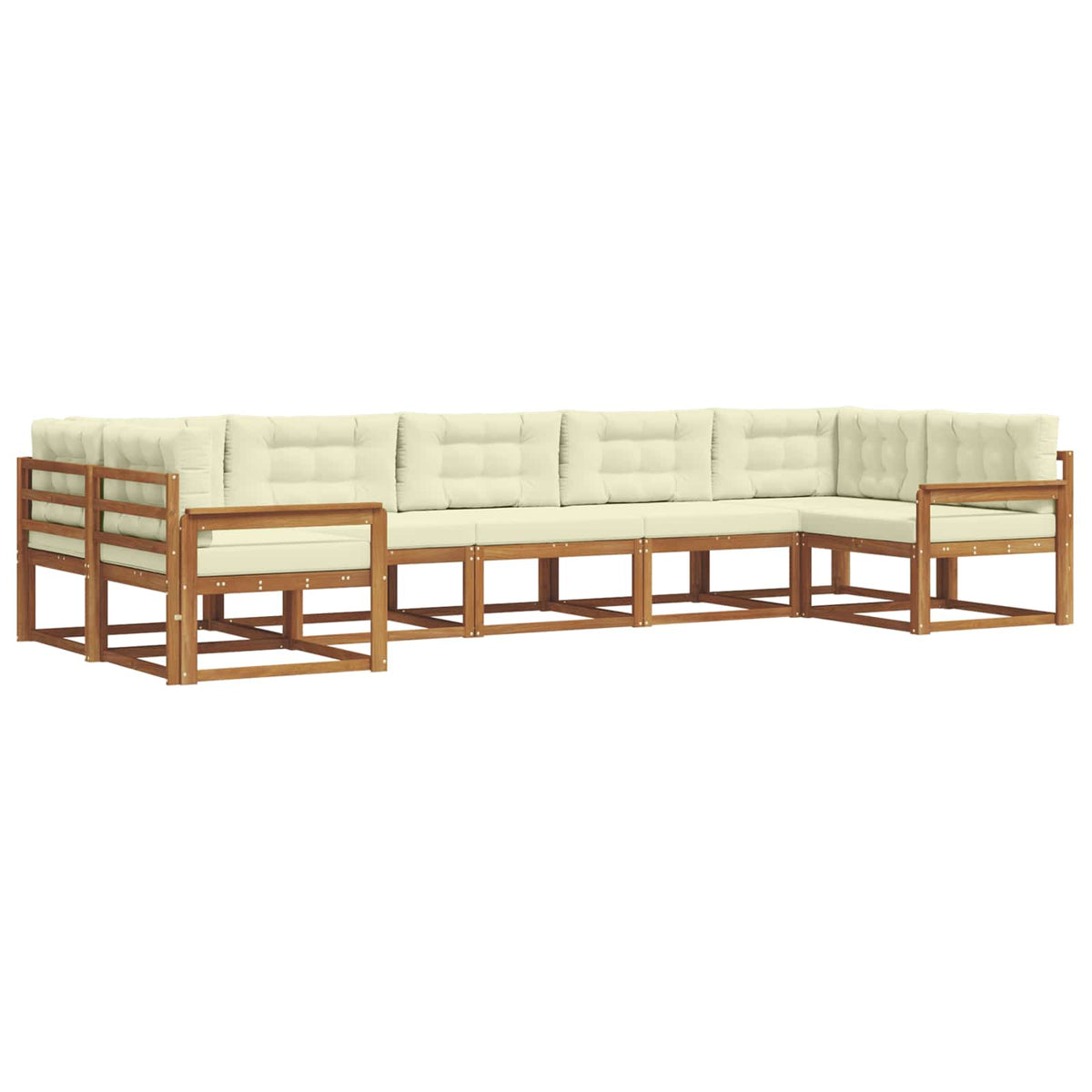 Outdoor-Sofagarnitur 7 stk. Natur und Creme