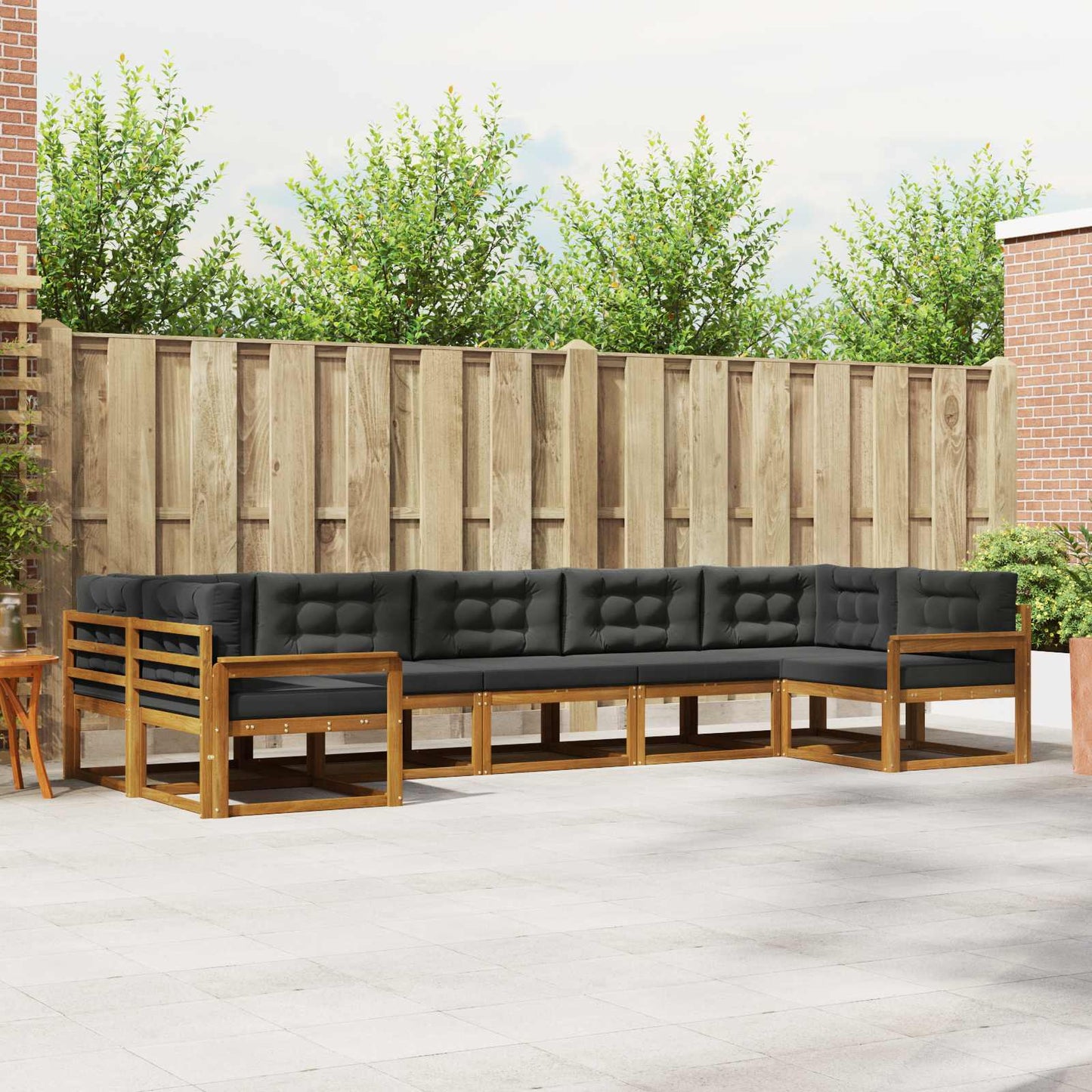Outdoor-Sofagarnitur 7 stk. Natur und Anthrazit