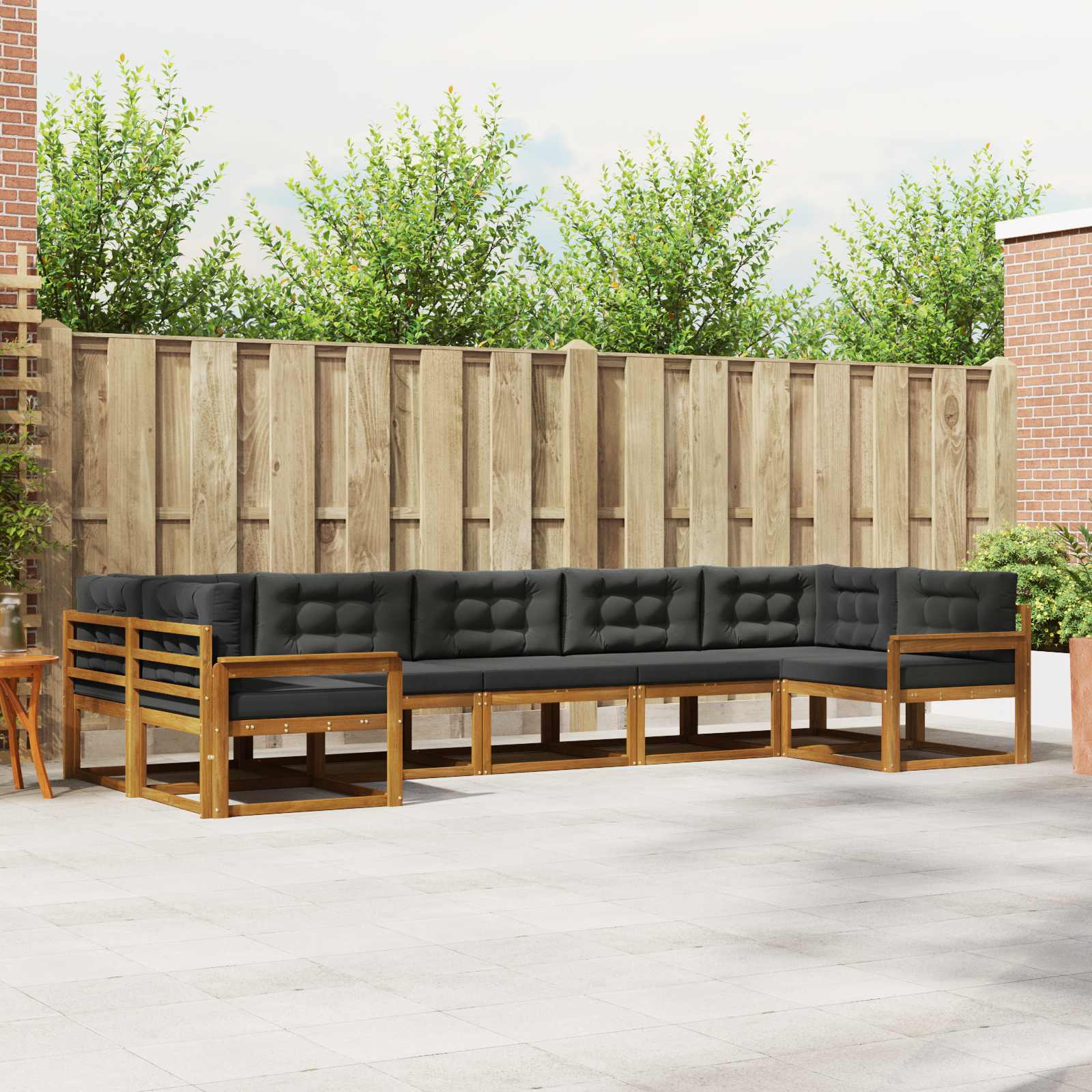 Outdoor-Sofagarnitur 7 stk. Natur und Anthrazit