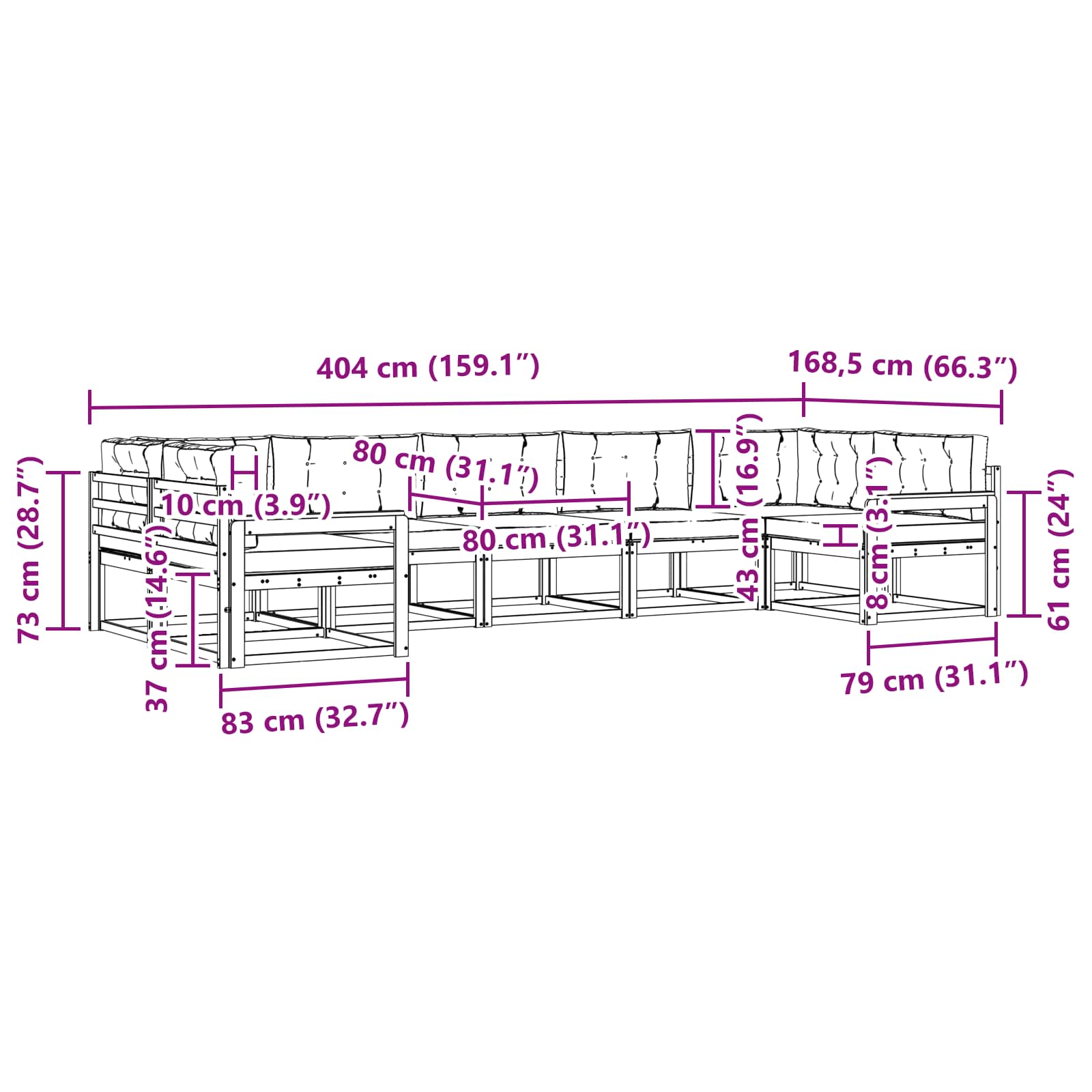 Outdoor-Sofagarnitur 7 stk. Natur und Anthrazit