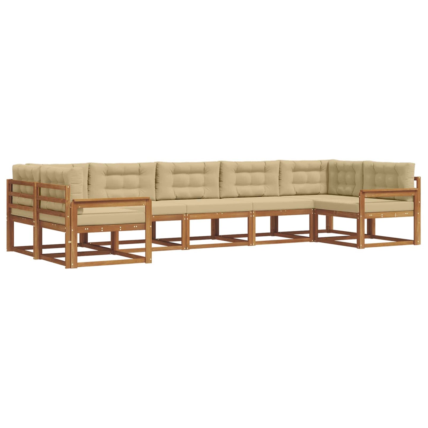 Outdoor-Sofagarnitur mit Kissen 7 pcs Natur und Beige