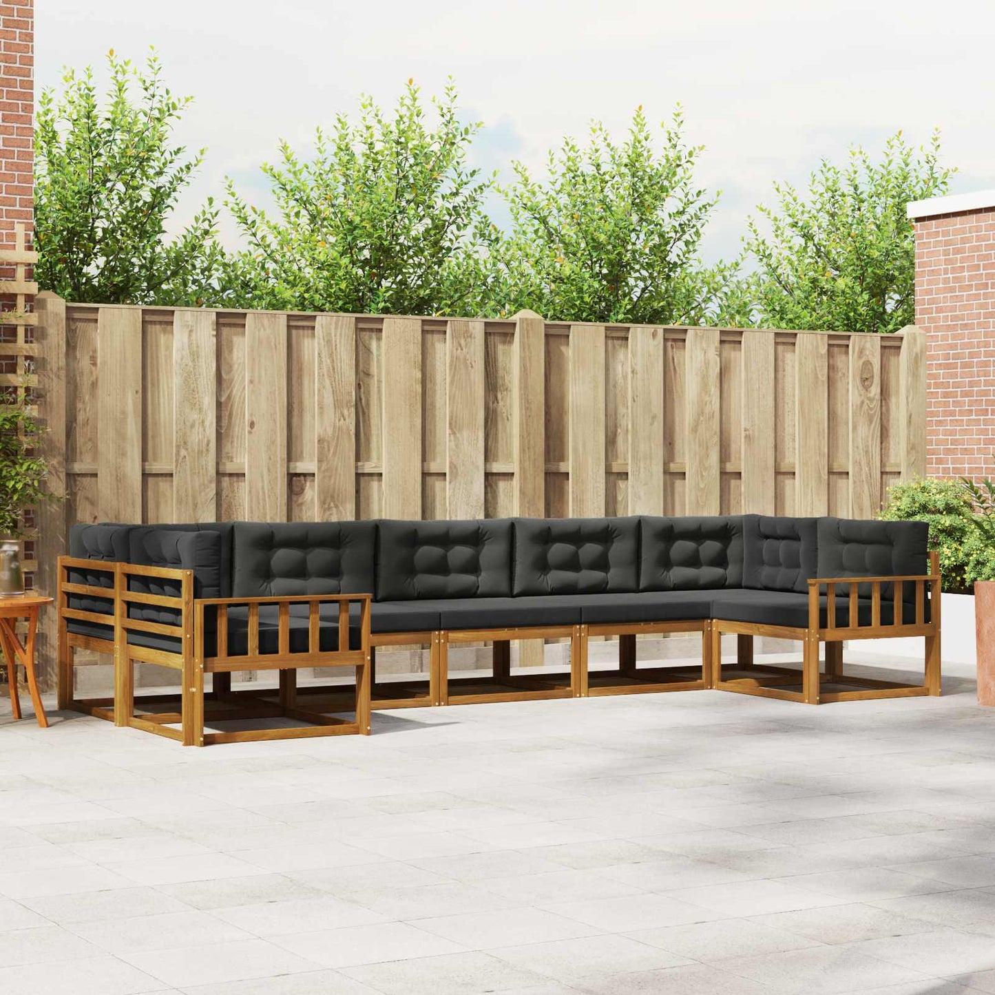Outdoor-Sofagarnitur 7 stk. Natur und Anthrazit