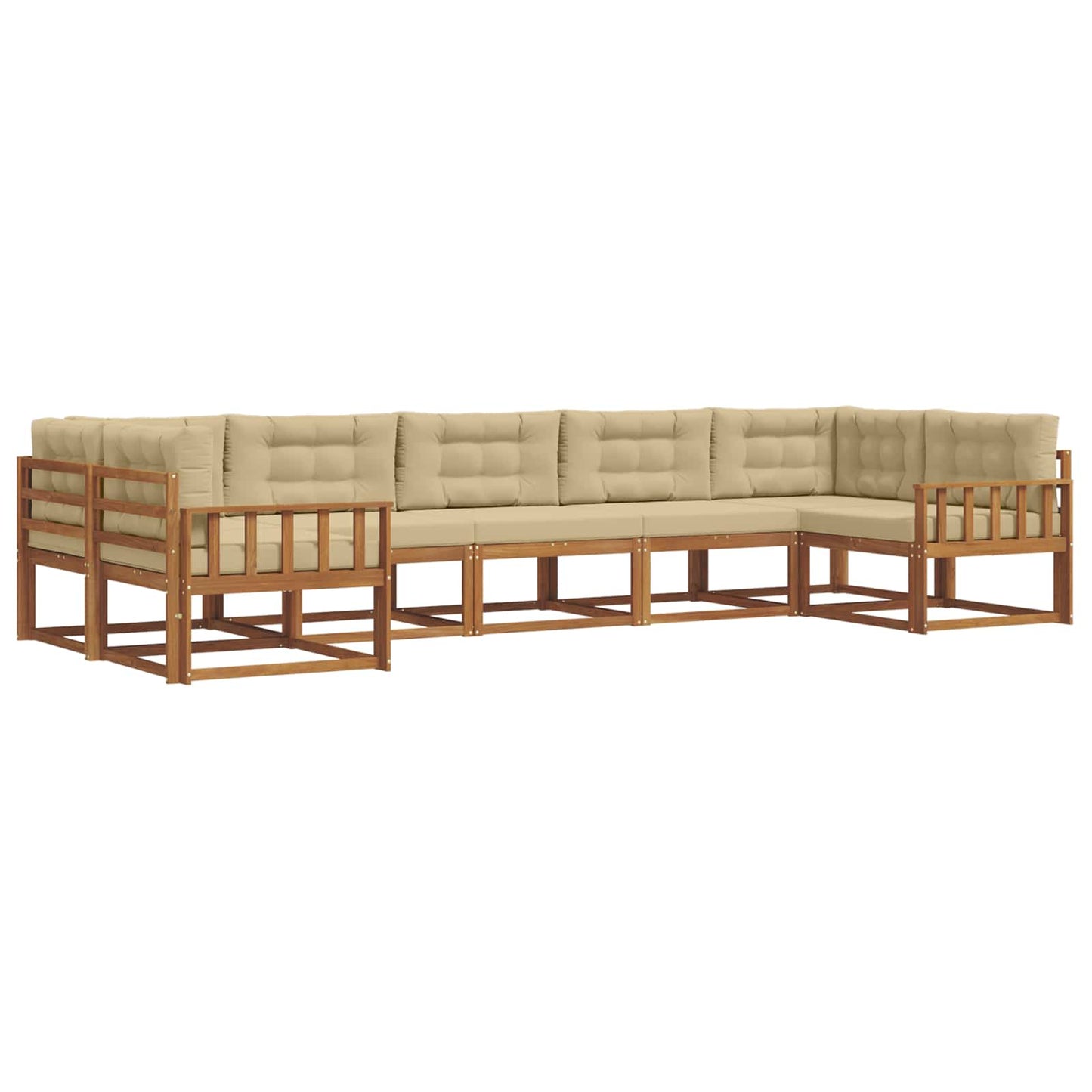 Outdoor-Sofagarnitur mit Kissen 7 pcs Natur und Beige