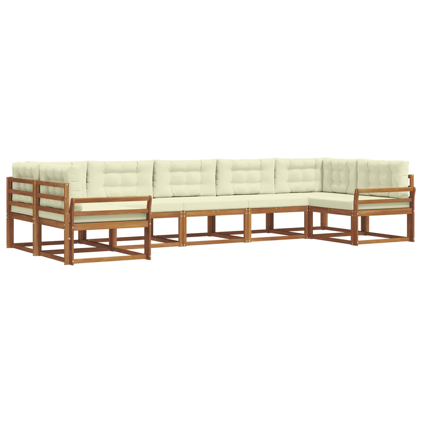 Outdoor-Sofagarnitur mit Kissen 7 pcs Natur und Creme