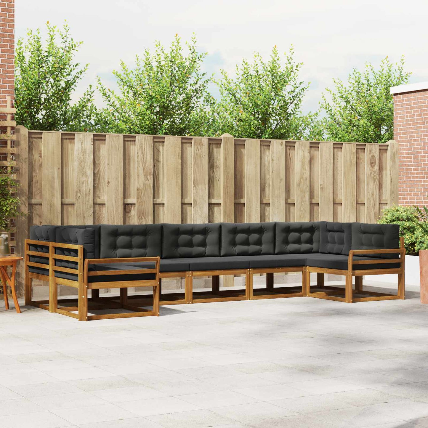 Outdoor-Sofagarnitur 7 stk. Natur und Anthrazit
