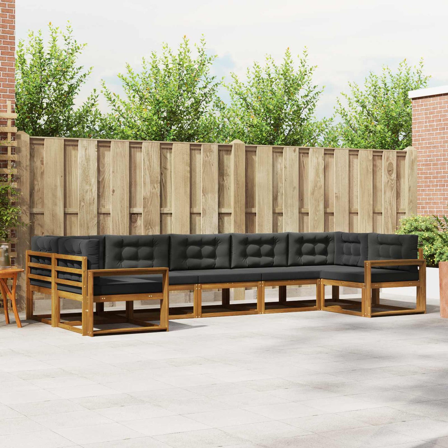 Outdoor-Sofagarnitur 7 stk. Natur und Anthrazit