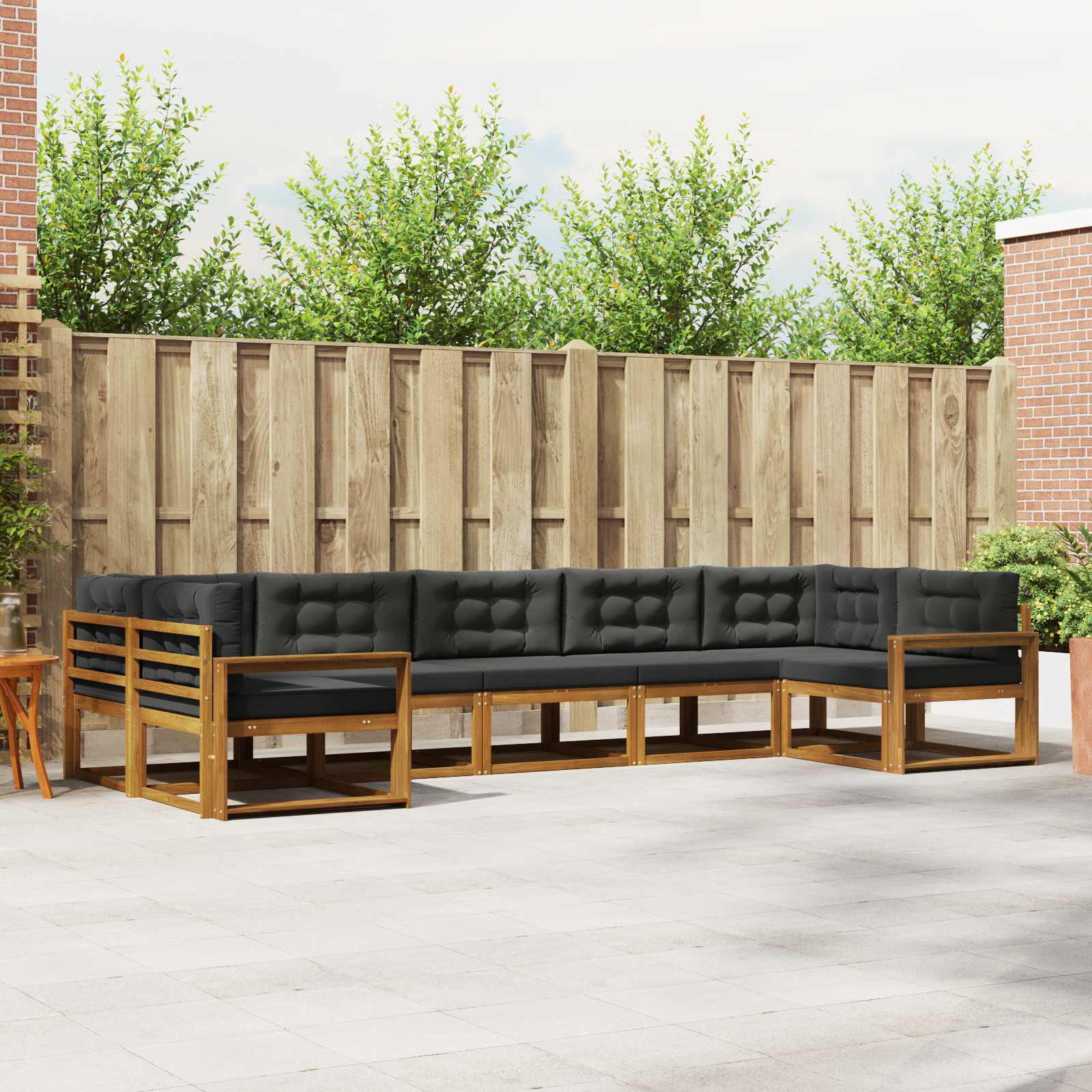Outdoor-Sofagarnitur 7 stk. Natur und Anthrazit