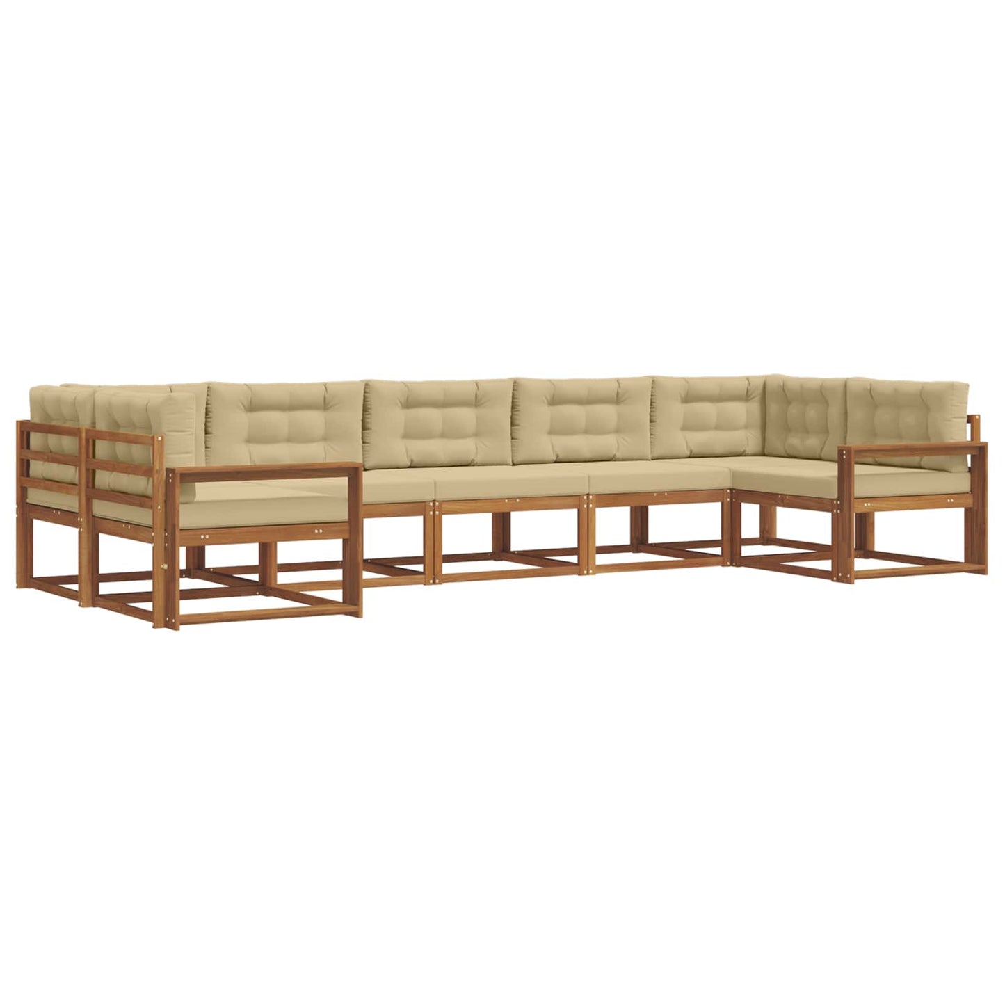 Outdoor-Sofagarnitur mit Kissen 7 pcs Natur und Beige