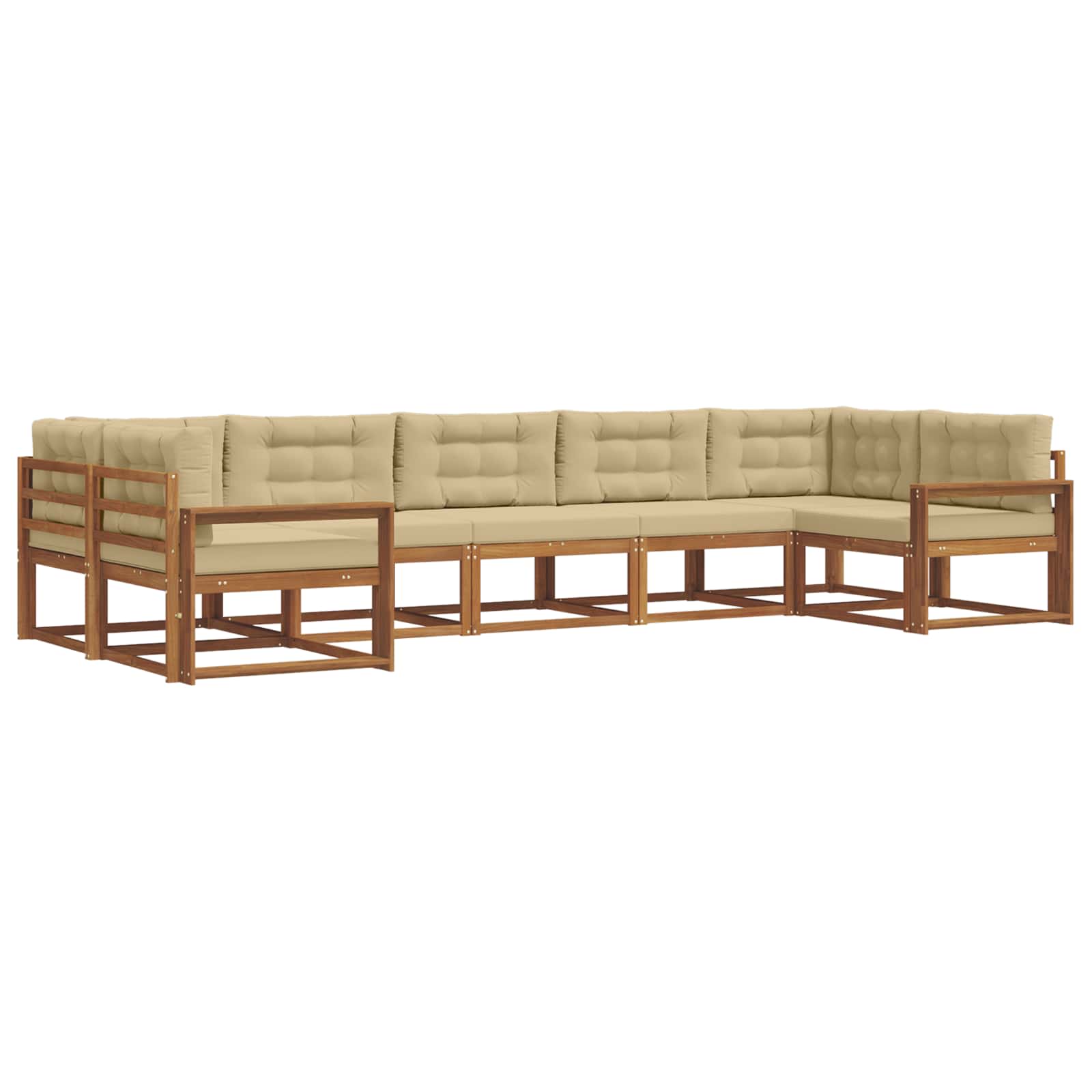 Outdoor-Sofagarnitur mit Kissen 7 pcs Natur und Beige