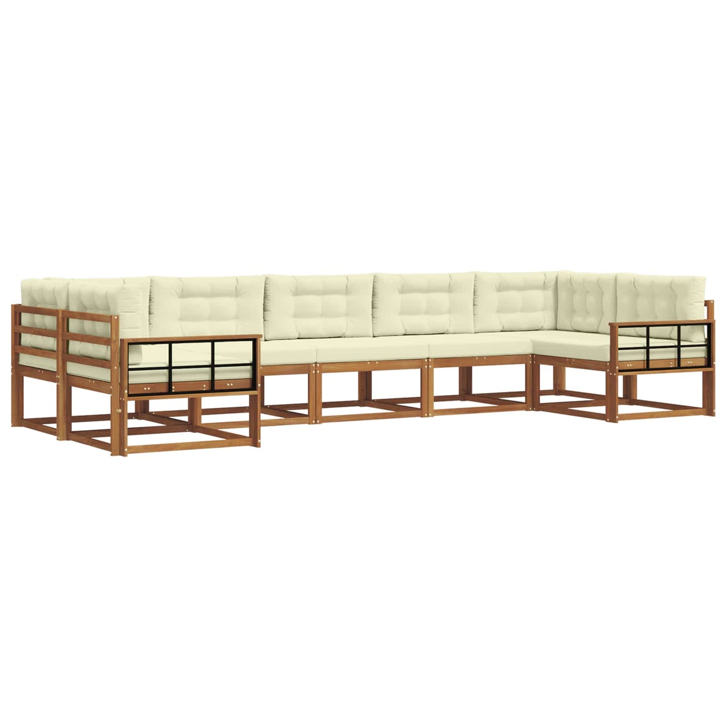 Outdoor-Sofagarnitur 7 stk. Natur und Creme