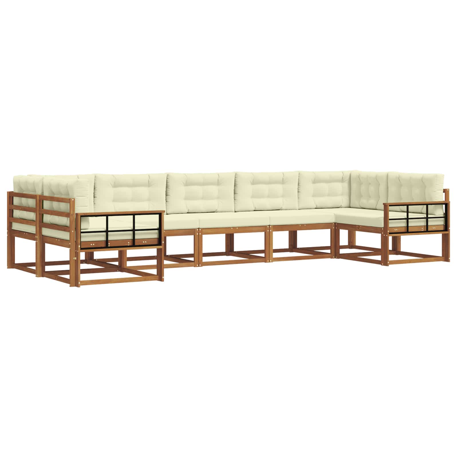 Outdoor-Sofagarnitur 7 stk. Natur und Creme
