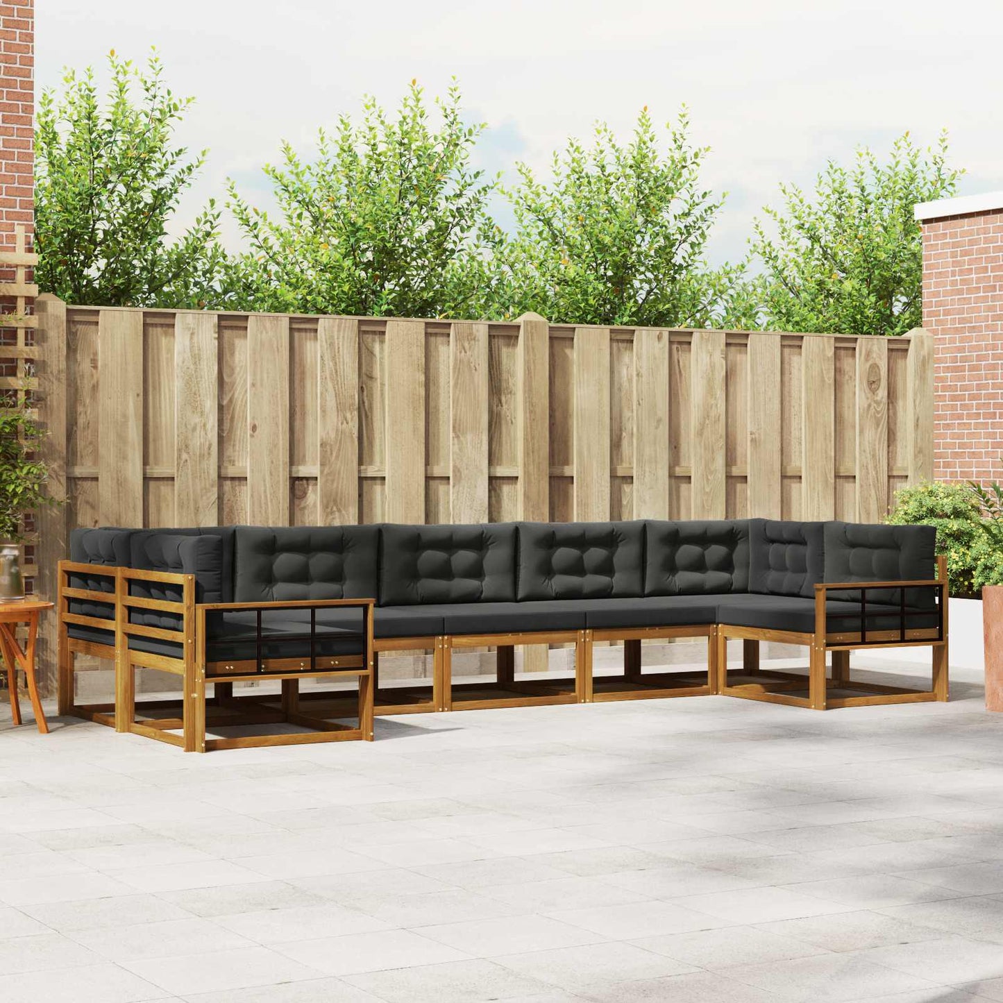 Outdoor-Sofagarnitur 7 stk. Natur und Anthrazit